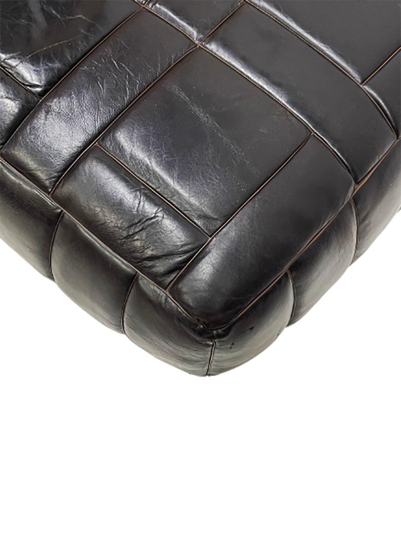 20th Century Brown Leather Pouf For Sale
