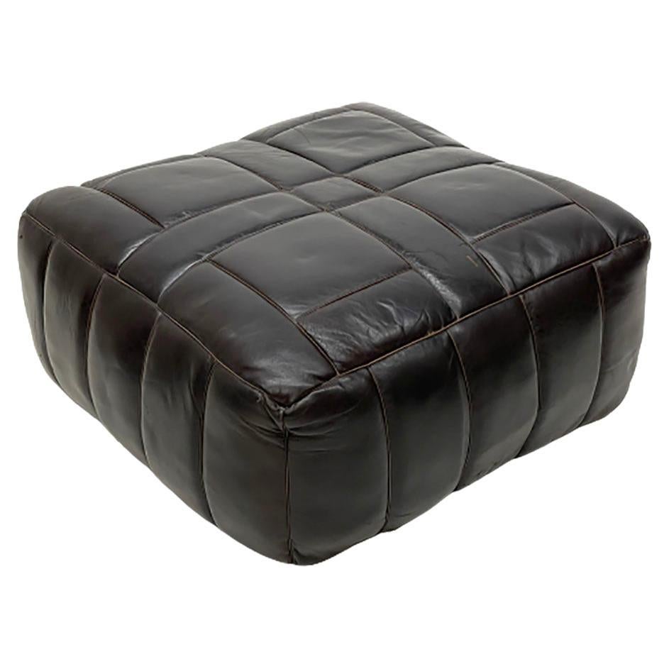 Brown Leather Pouf For Sale