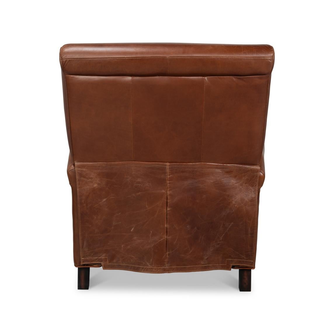 Sillón reclinable de cuero marrón Asiático en venta