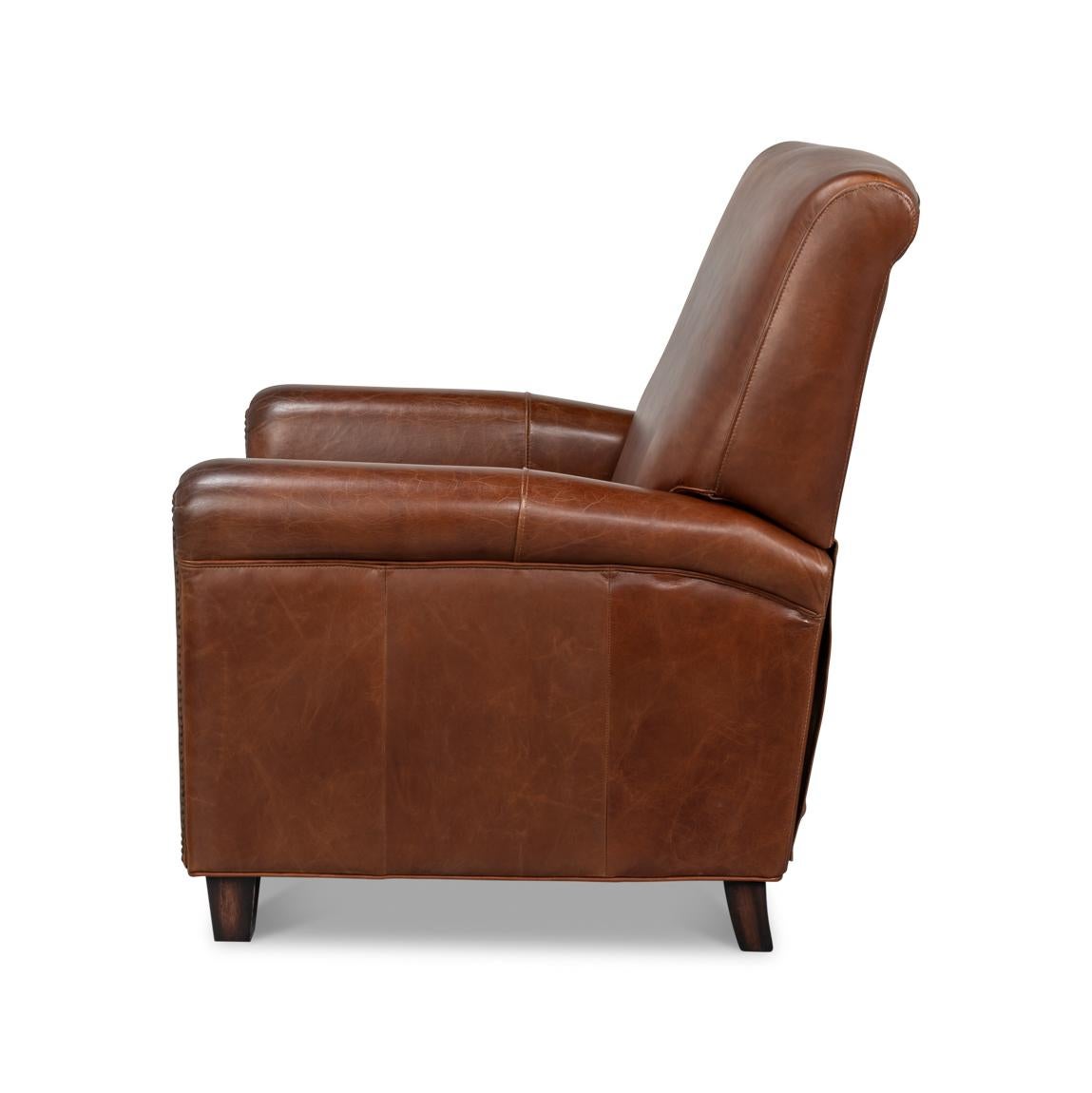 Sillón reclinable de cuero marrón Siglo XXI y contemporáneo en venta