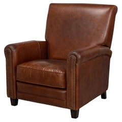 Brown Leather Reclining Club Chair