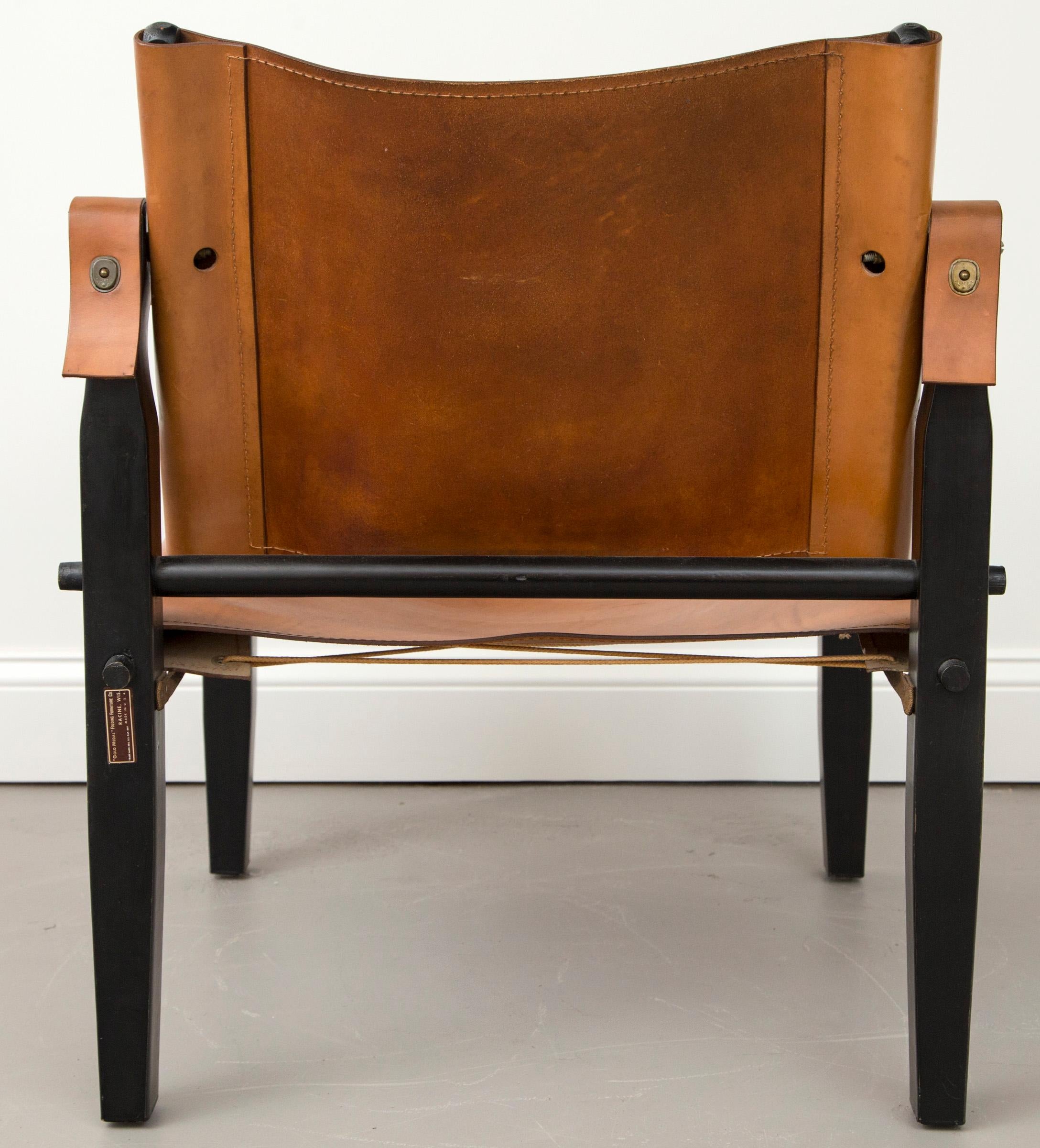 Brown Leather Safari Chair by Folding Furniture Co. 2
