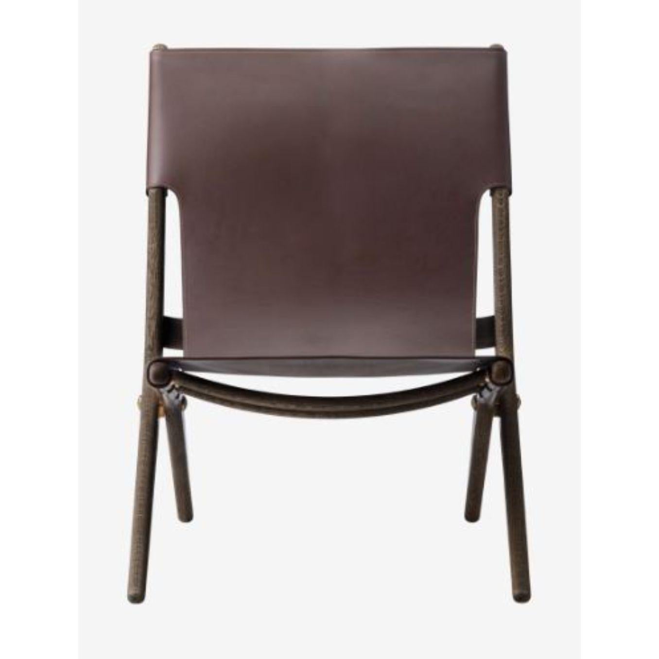 Modern Brown Leather Saxe Chair by Lassen For Sale