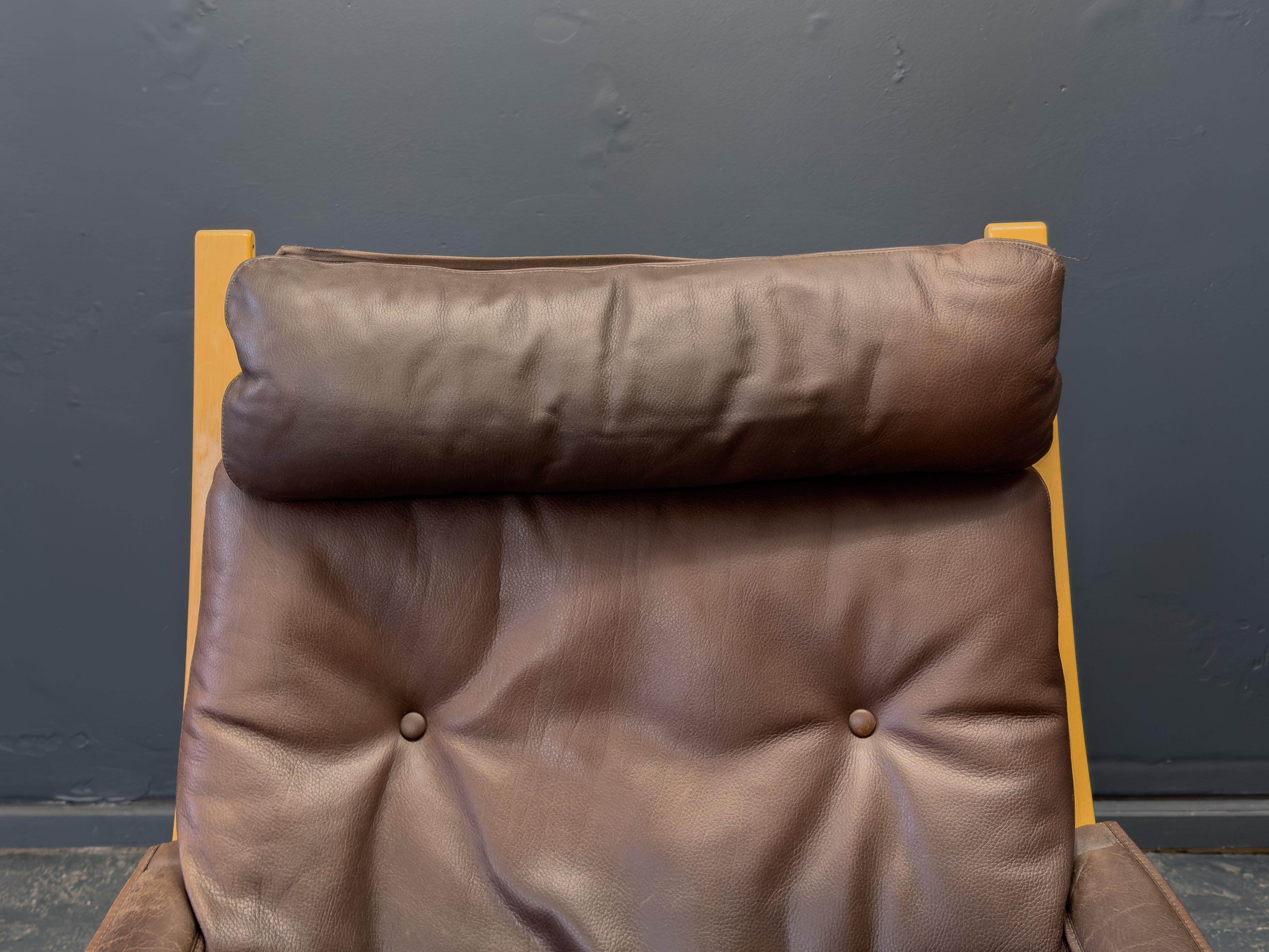 Brown Leather Siesta Chair by Ingmar Relling For Sale 1