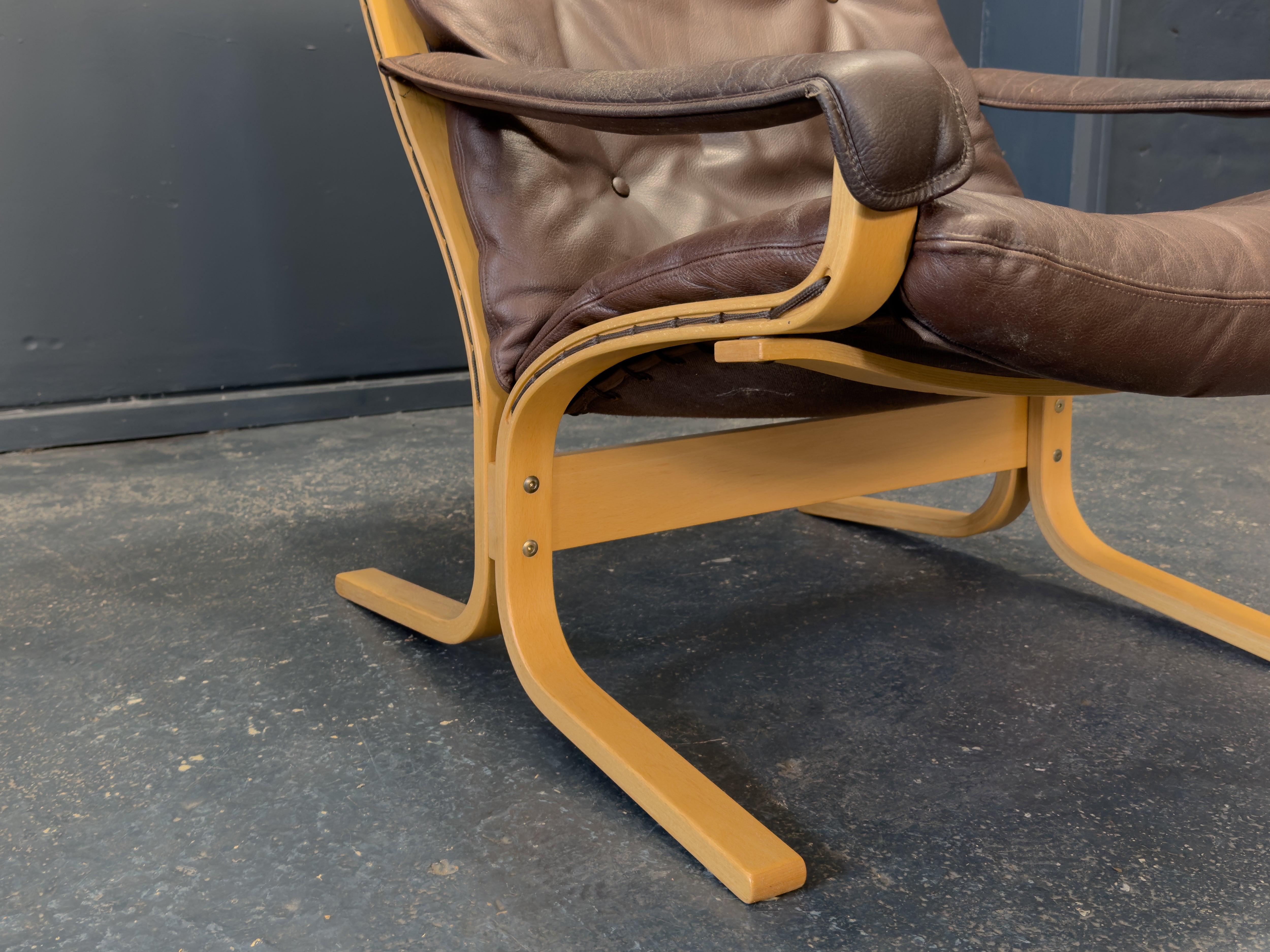 Brown Leather Siesta Chair by Ingmar Relling For Sale 2