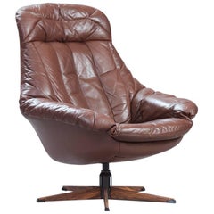 Brown Leather "Silhouette" Lounge Chair by H.W. Klein for Bramin Mobler