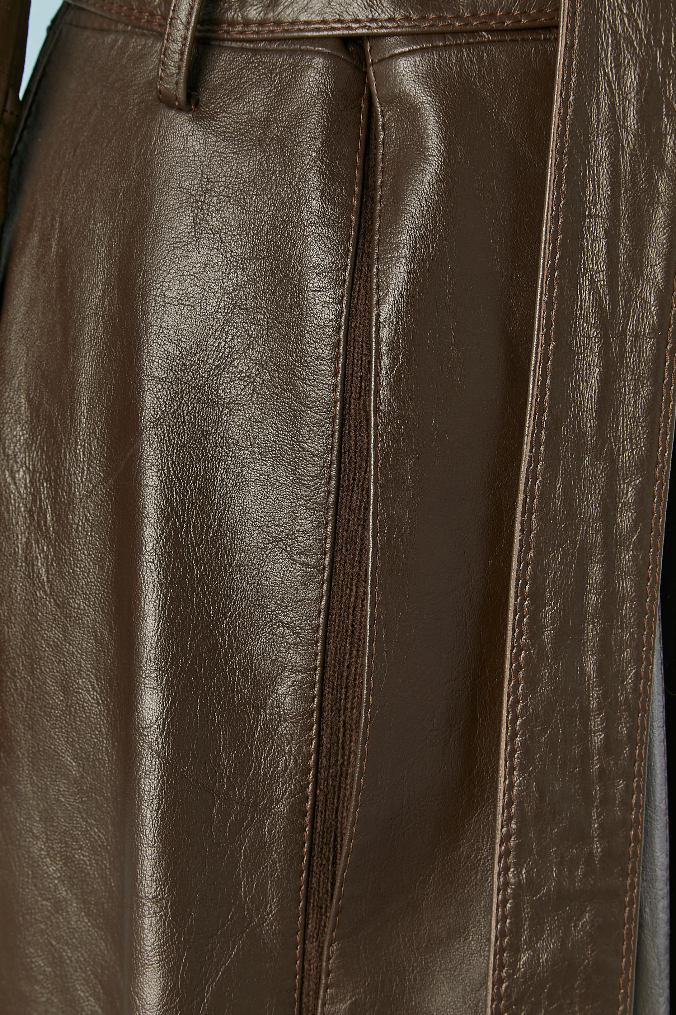 Manteau croisé en cuir marron IMPERIAL Circa 1970's Excellent état - En vente à Saint-Ouen-Sur-Seine, FR