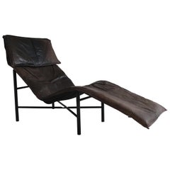 Vintage Brown Leather 'Skye' Chaise by Tord Björklund for Ikea, circa 1980