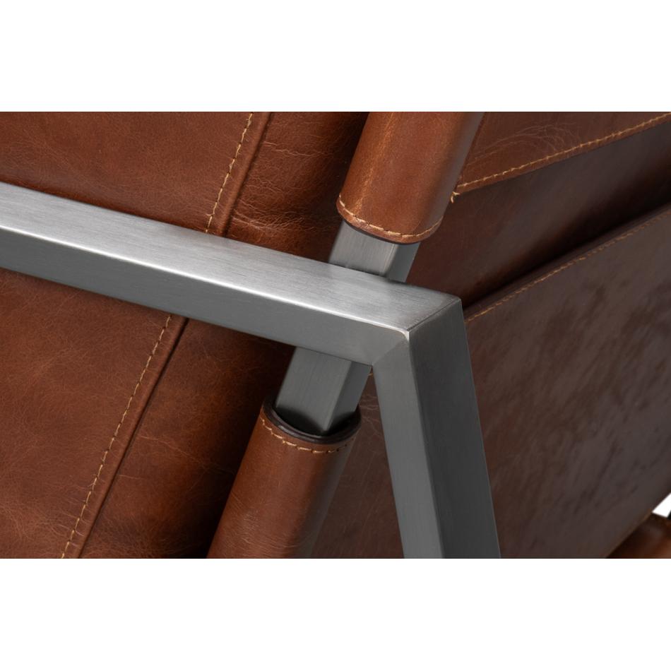 Chaise d'appoint en cuir Brown en vente 3