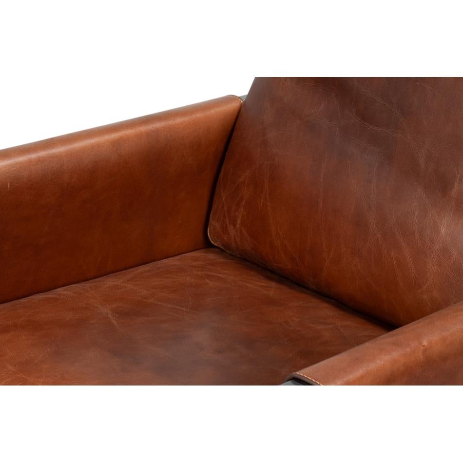Chaise d'appoint en cuir Brown en vente 4