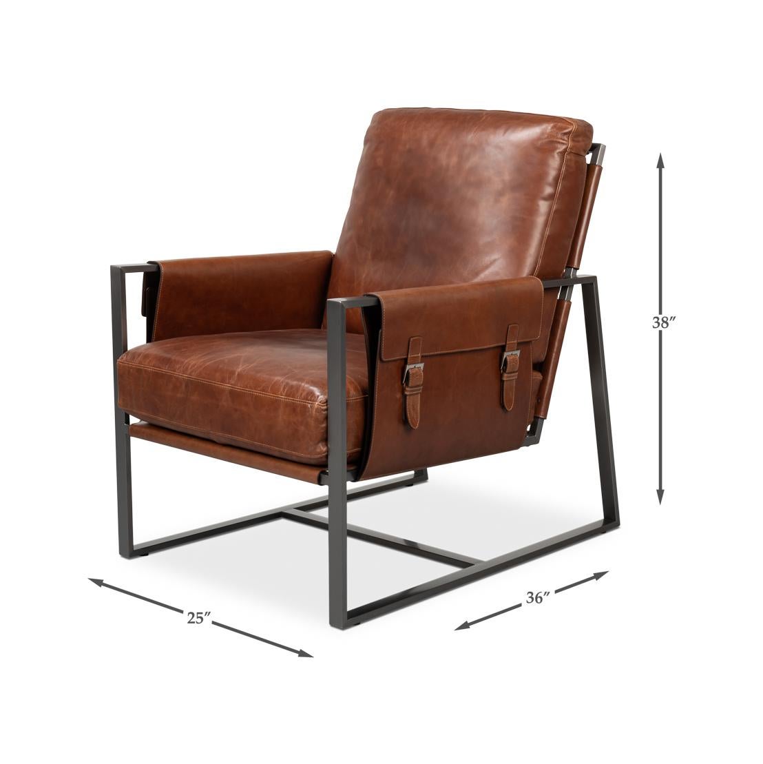 Chaise d'appoint en cuir Brown en vente 5