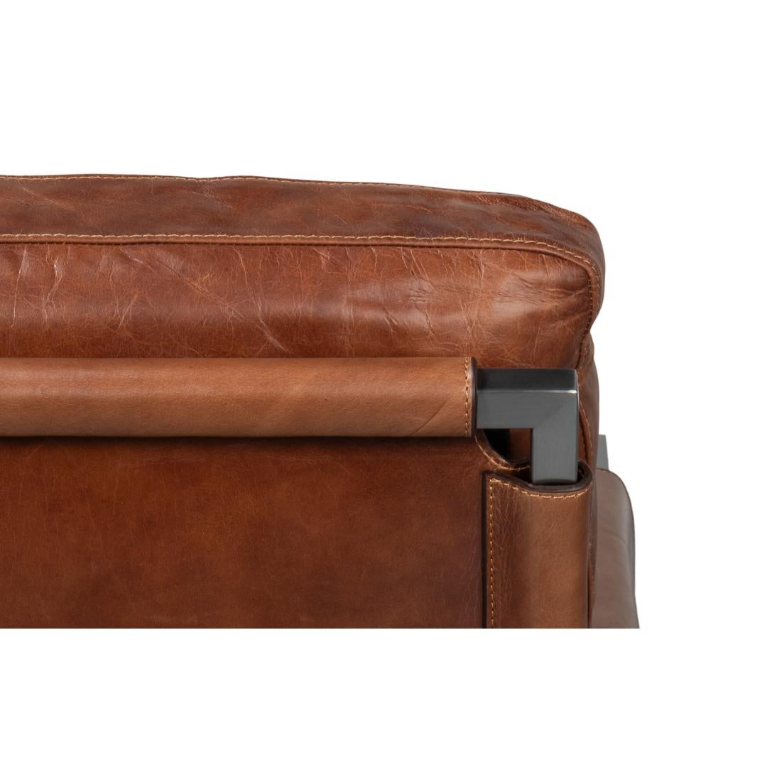 Métal Chaise d'appoint en cuir Brown en vente