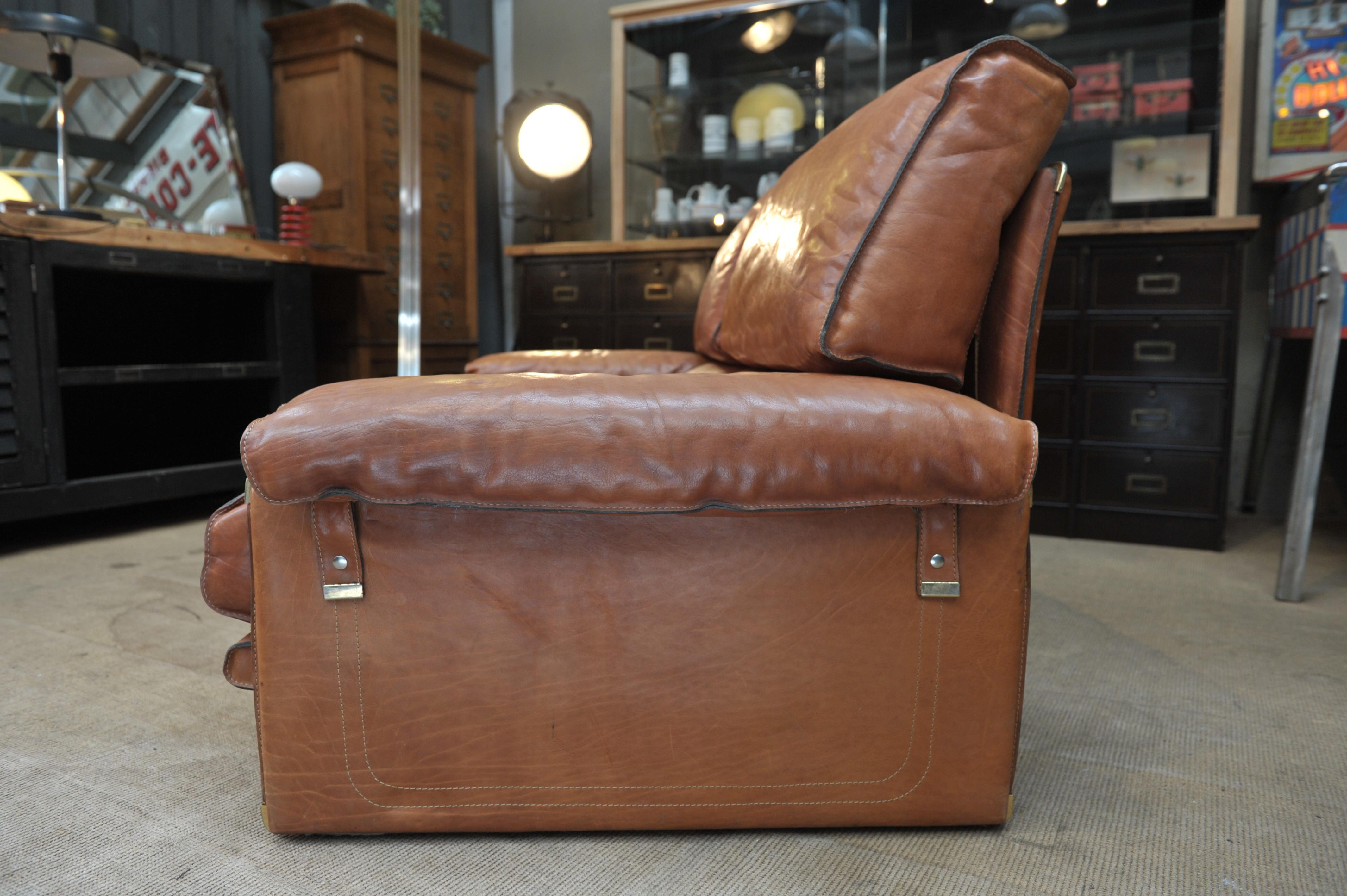 Canapé en cuir marron de Marco Milicich pour Baxter Arcon, 1970 en vente 6