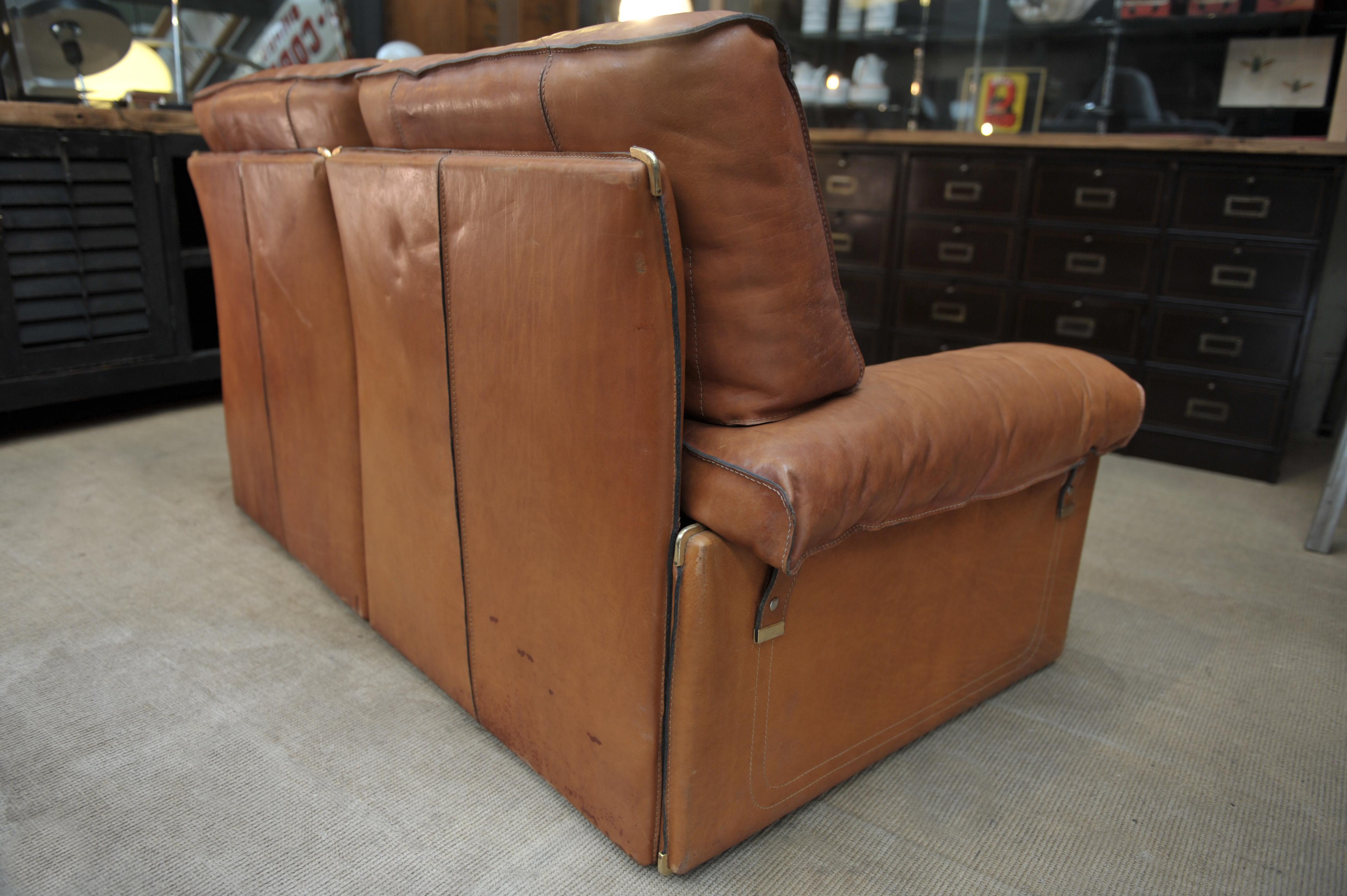 Canapé en cuir marron de Marco Milicich pour Baxter Arcon, 1970 en vente 7