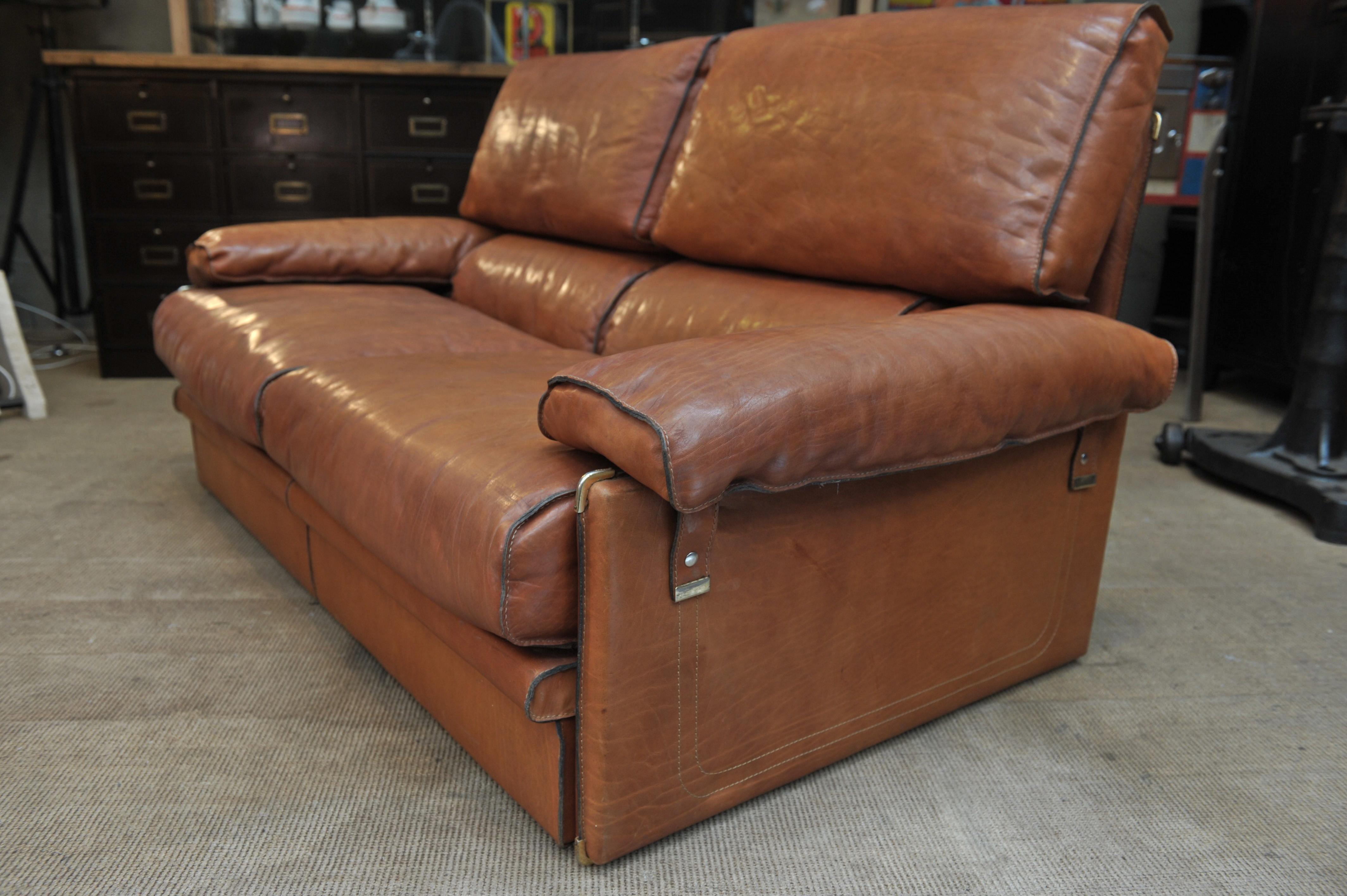 Canapé en cuir marron de Marco Milicich pour Baxter Arcon, 1970 en vente 8