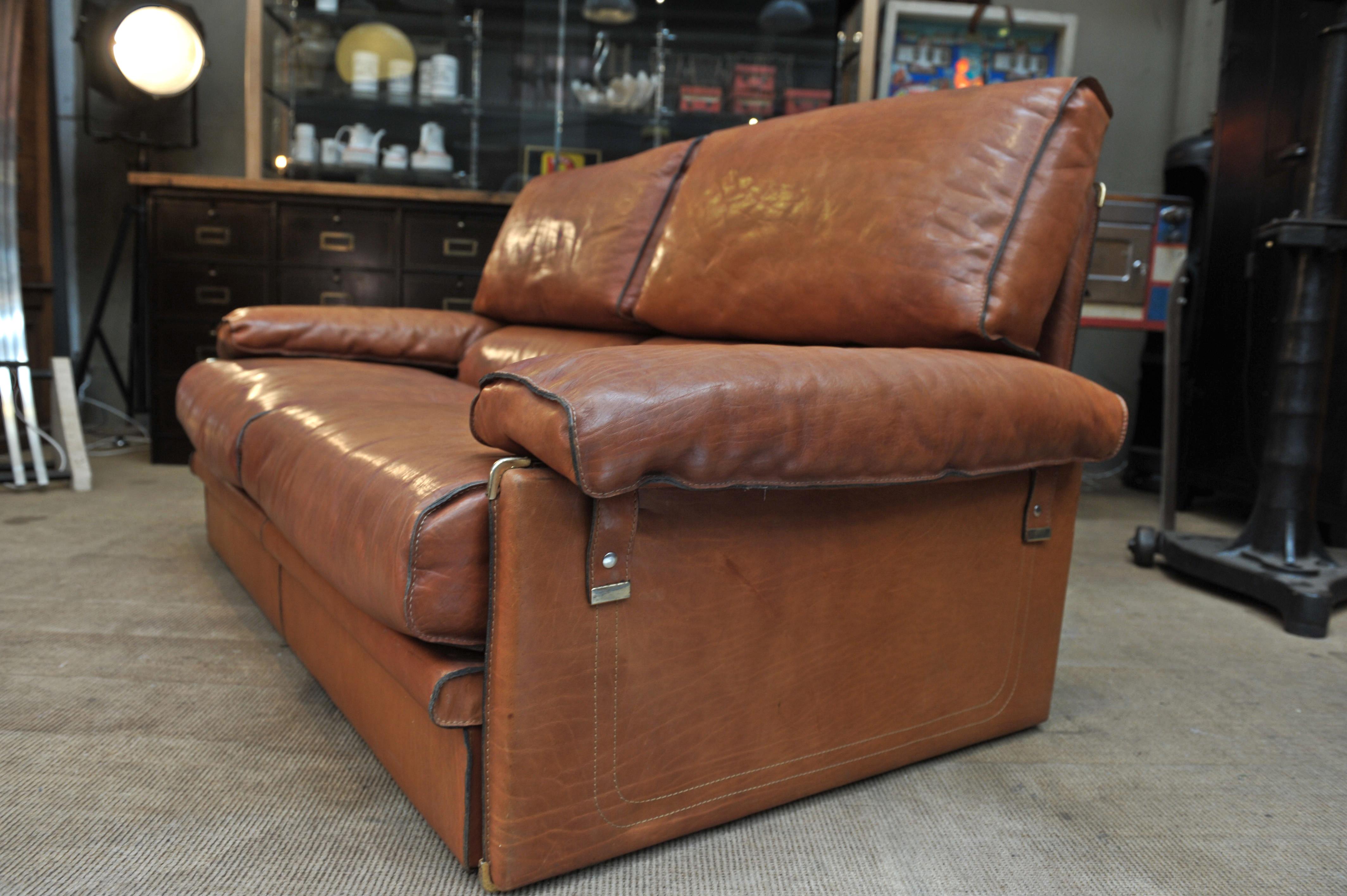 Moderne Canapé en cuir marron de Marco Milicich pour Baxter Arcon, 1970 en vente