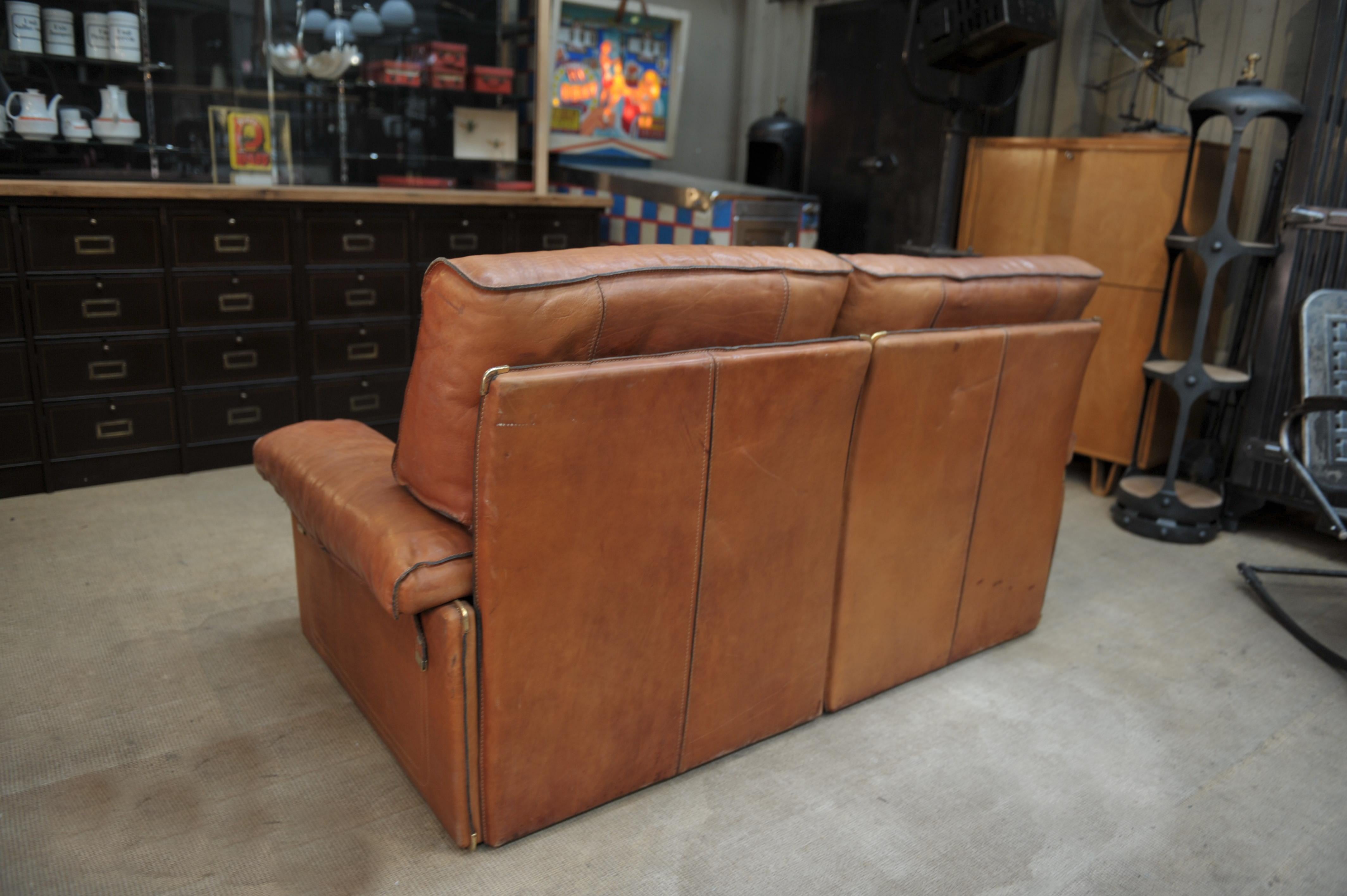 Fin du 20e siècle Canapé en cuir marron de Marco Milicich pour Baxter Arcon, 1970 en vente