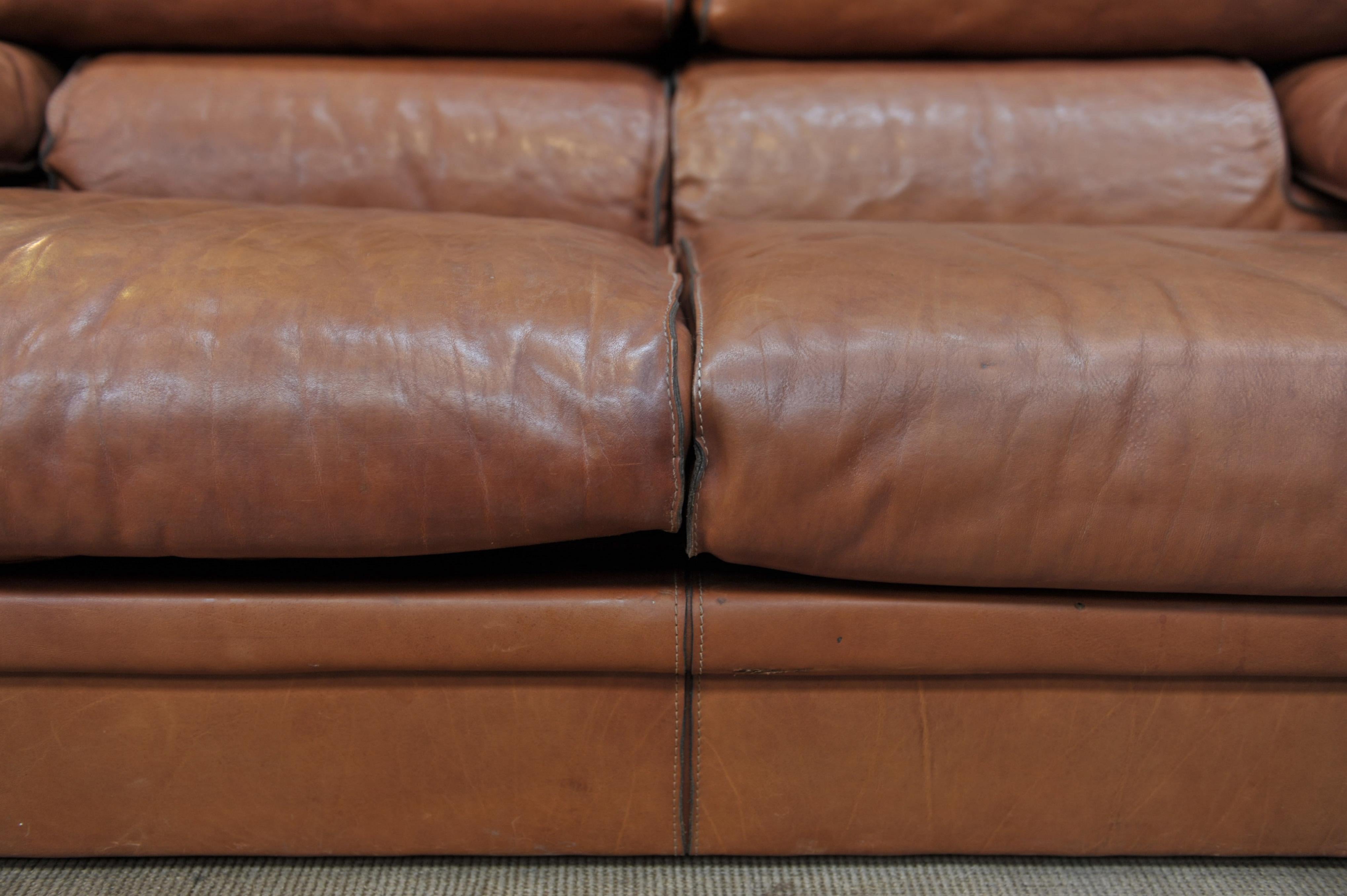 Canapé en cuir marron de Marco Milicich pour Baxter Arcon, 1970 en vente 2