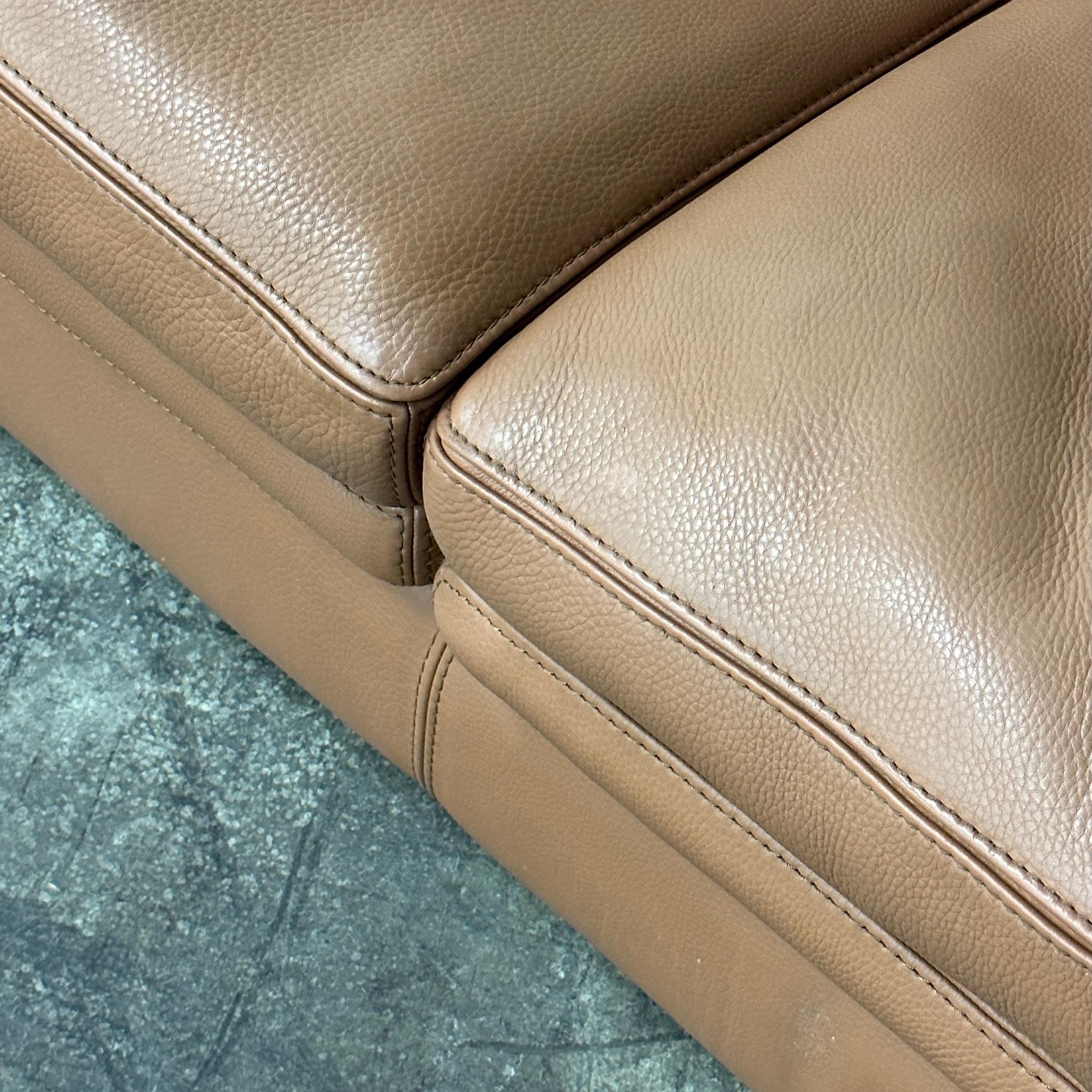 Mid-Century Modern Brown Leather Sofa by Roche Bobois