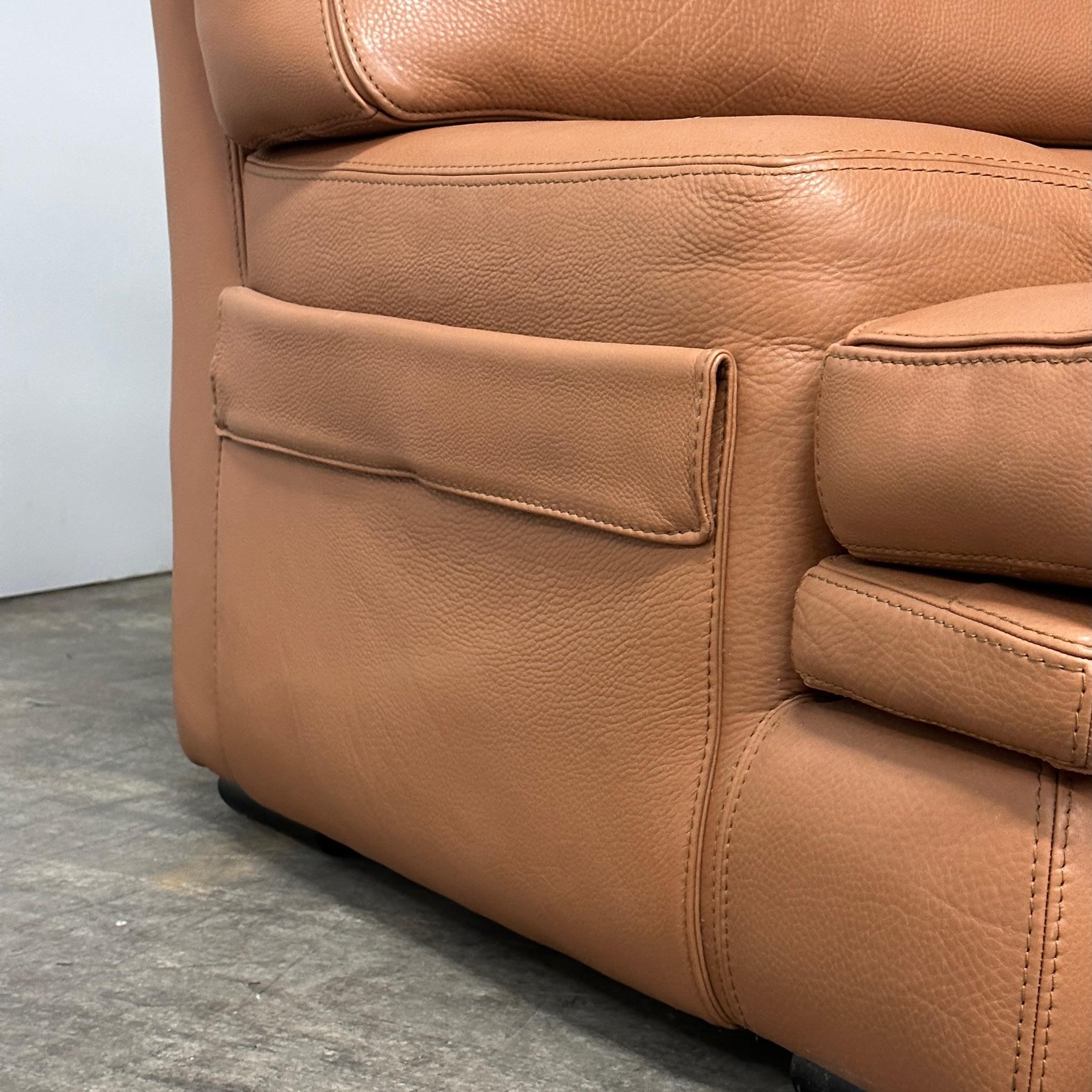 Brown Leather Sofa by Roche Bobois In Good Condition In Chicago, IL
