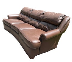 Brown Leather Sofa Couch Vintage Chocolate Leather 3 Person Sofa