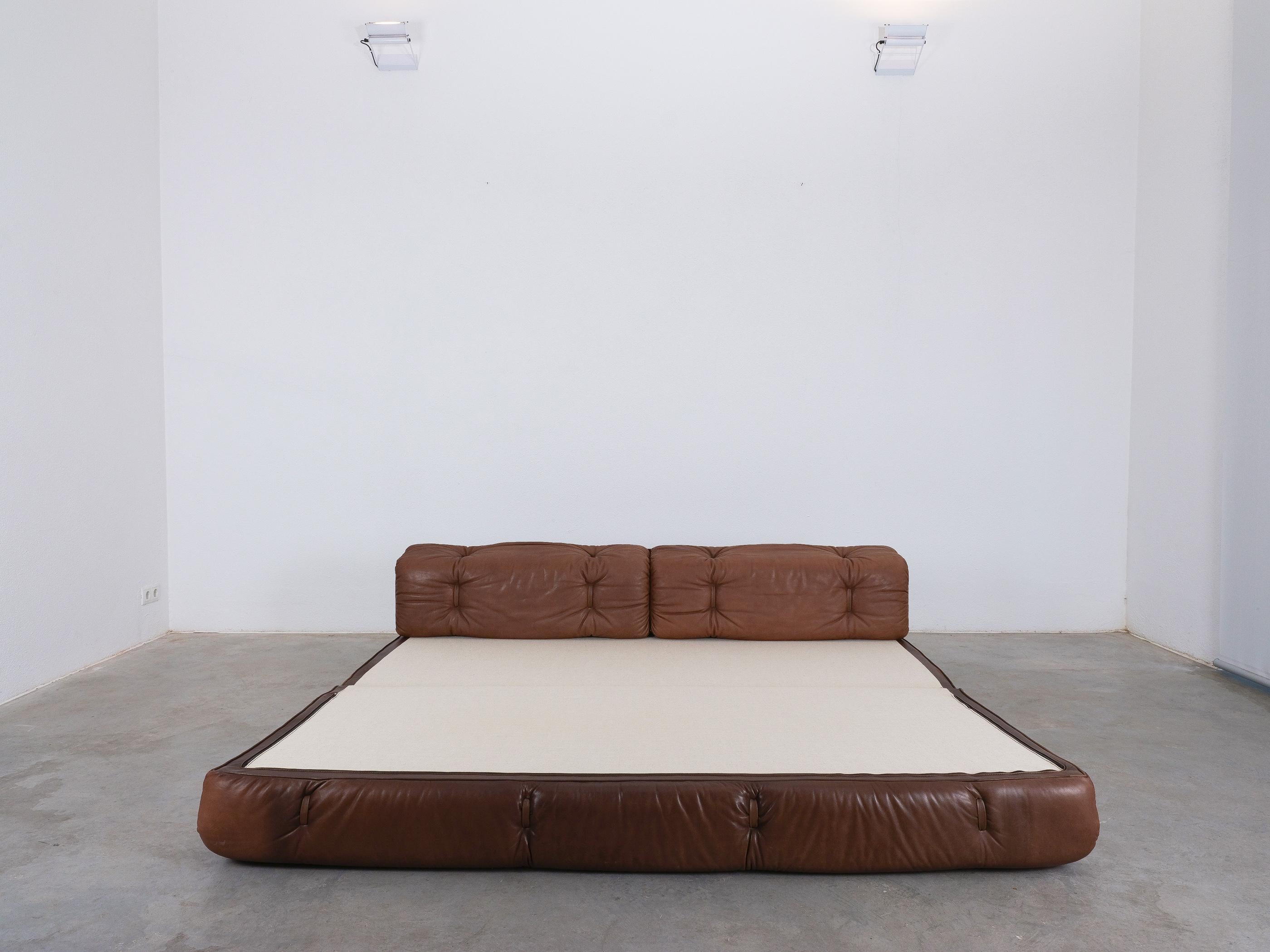 Brown Leather Sofa Karl Wittmann Atrium, Austria 1970 For Sale 3