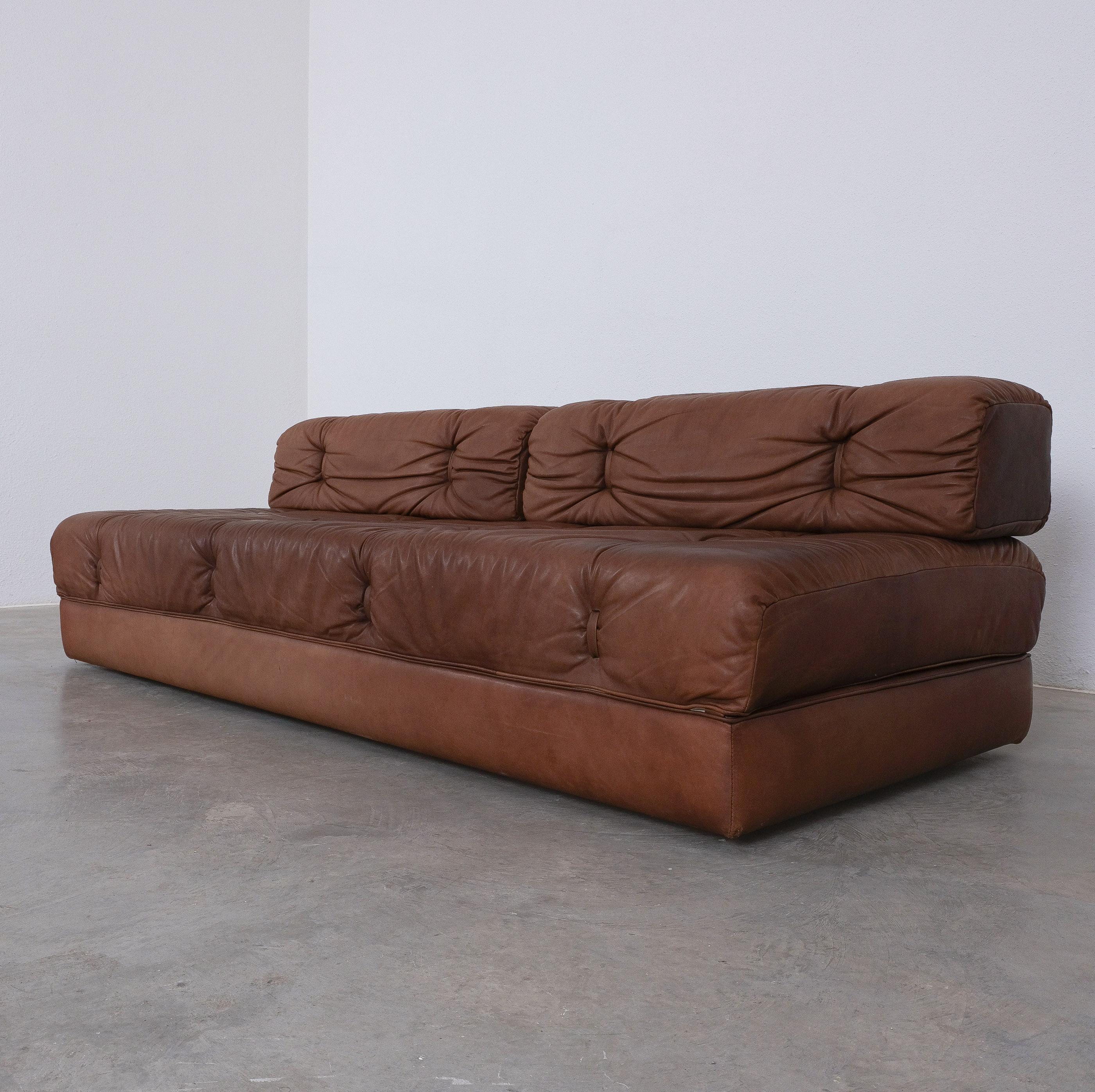 Brown Leather Sofa Karl Wittmann Atrium, Austria 1970 For Sale 4