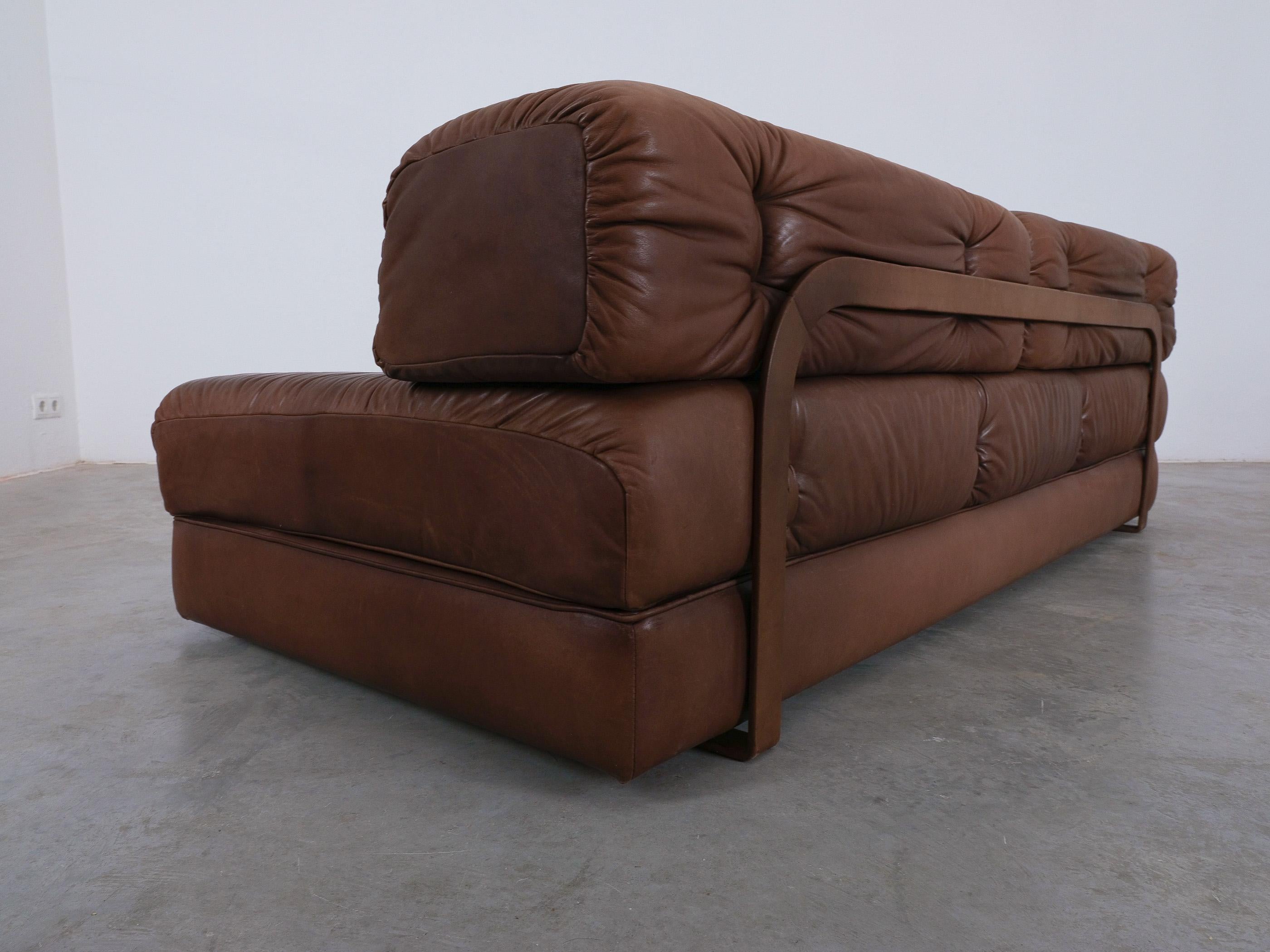 Brown Leather Sofa Karl Wittmann Atrium, Austria 1970 For Sale 5