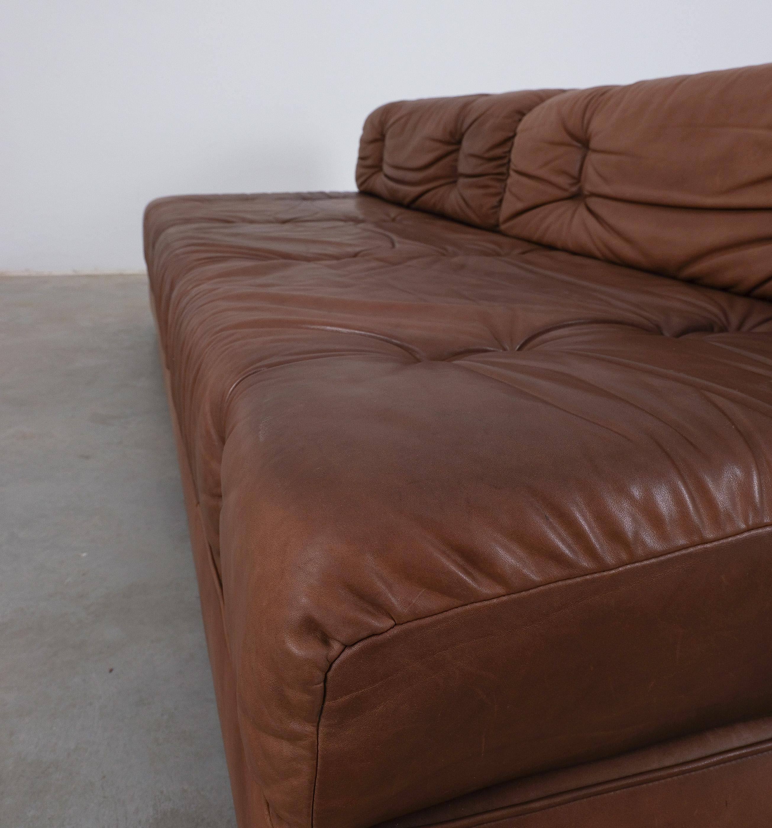 Brown Leather Sofa Karl Wittmann Atrium, Austria 1970 For Sale 6