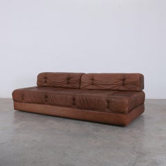 Divano in pelle marrone Karl Wittmann Atrium, Austria 1970