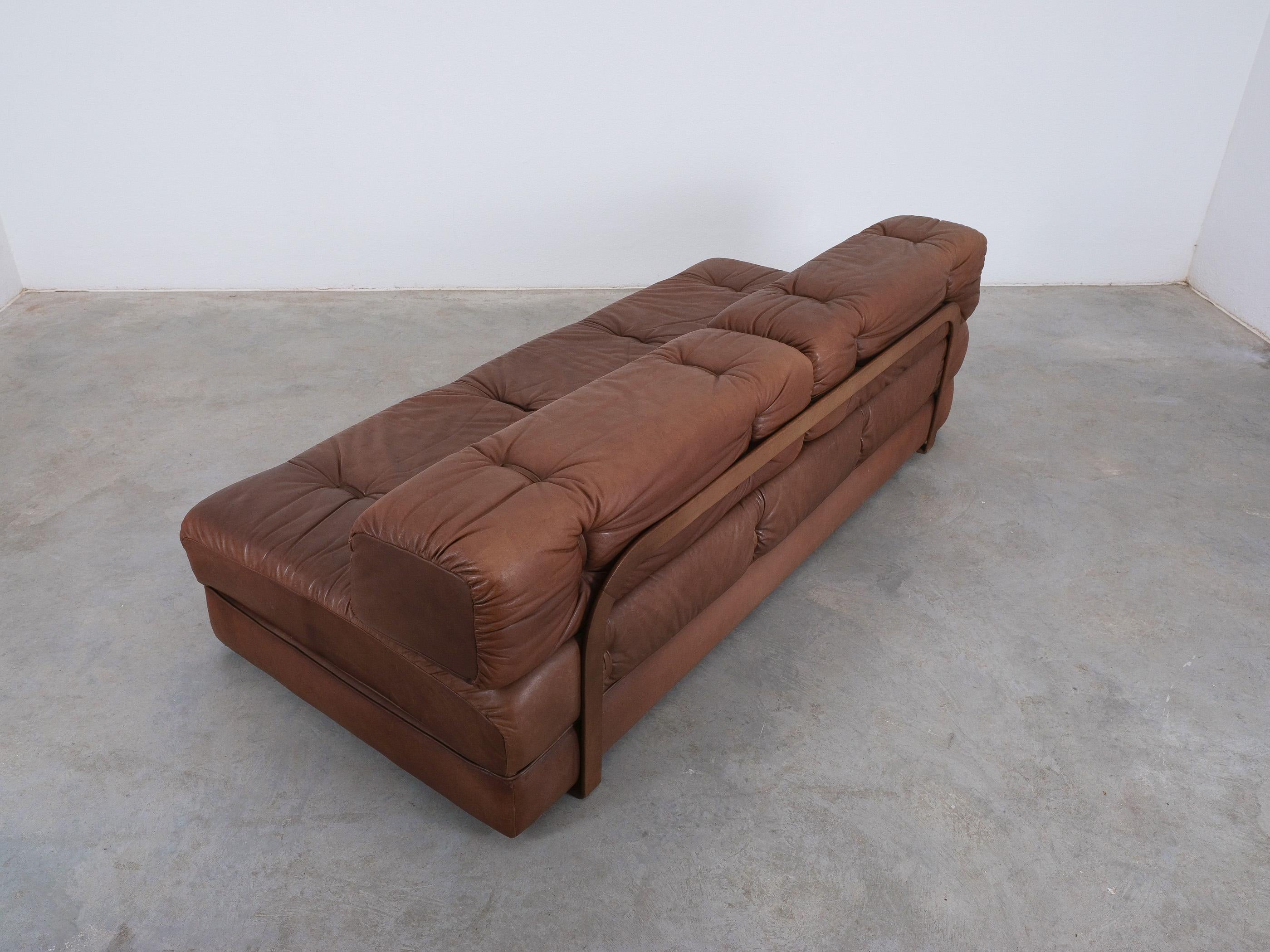 Brown Leather Sofa Karl Wittmann Atrium, Austria 1970 In Good Condition For Sale In Vienna, AT