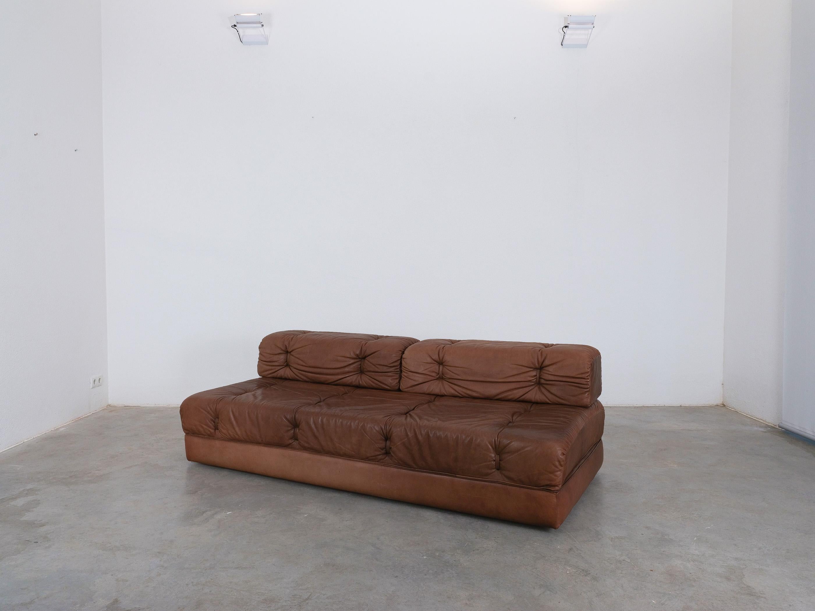 Fin du 20e siècle Canapé en cuir Brown Karl Wittmann Atrium, Autriche 1970 en vente