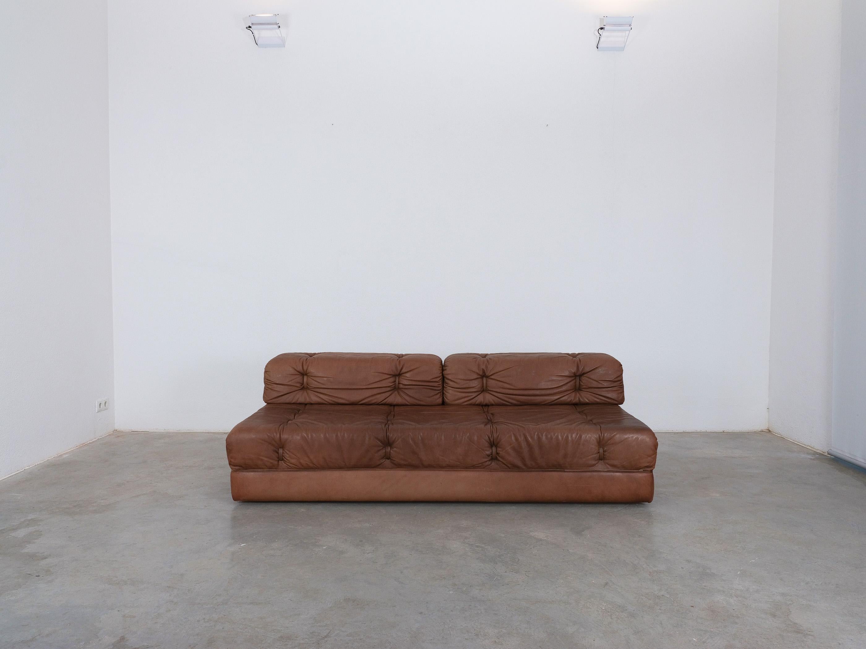Acier Canapé en cuir Brown Karl Wittmann Atrium, Autriche 1970 en vente