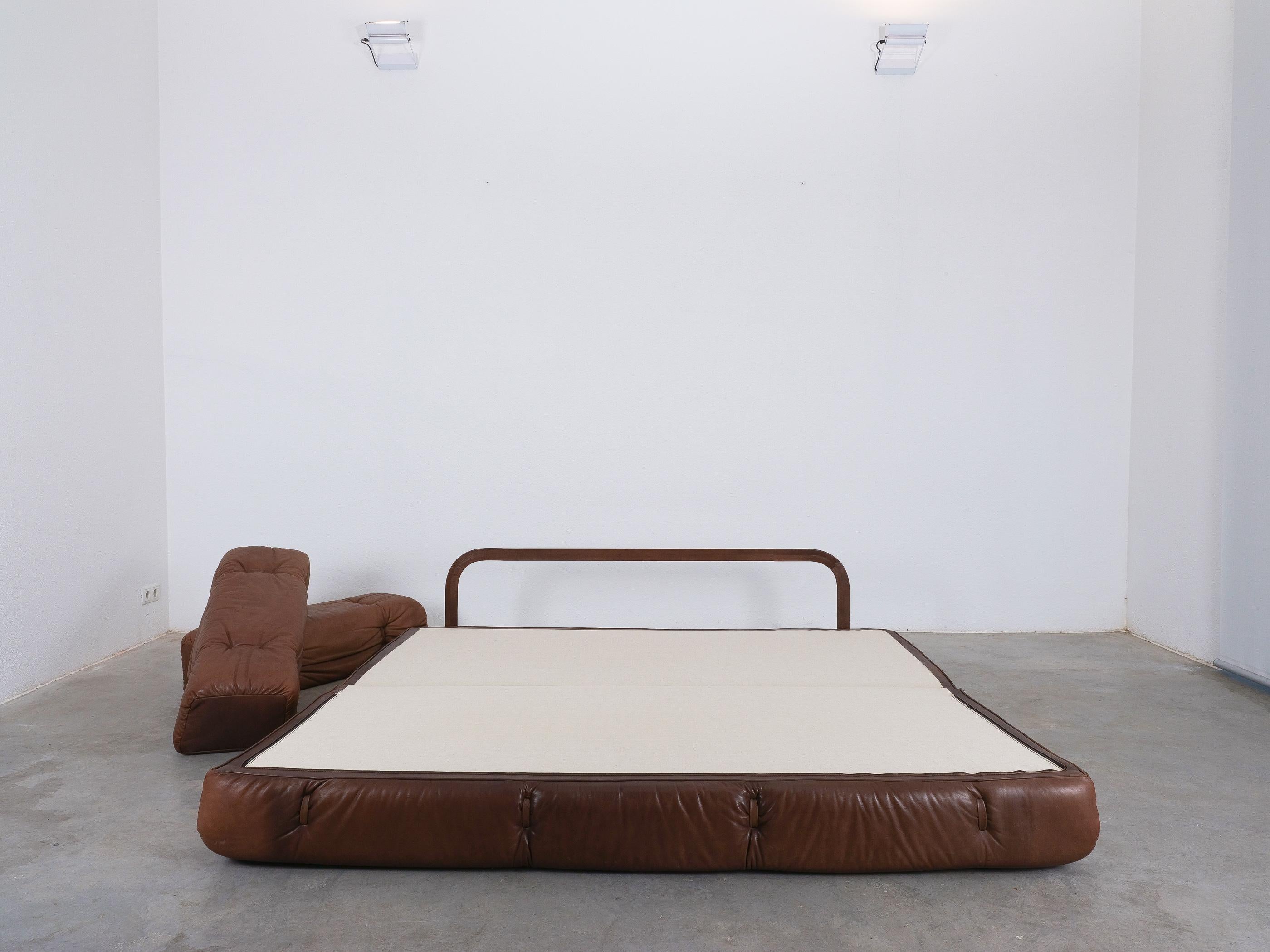 Brown Leather Sofa Karl Wittmann Atrium, Austria 1970 For Sale 2