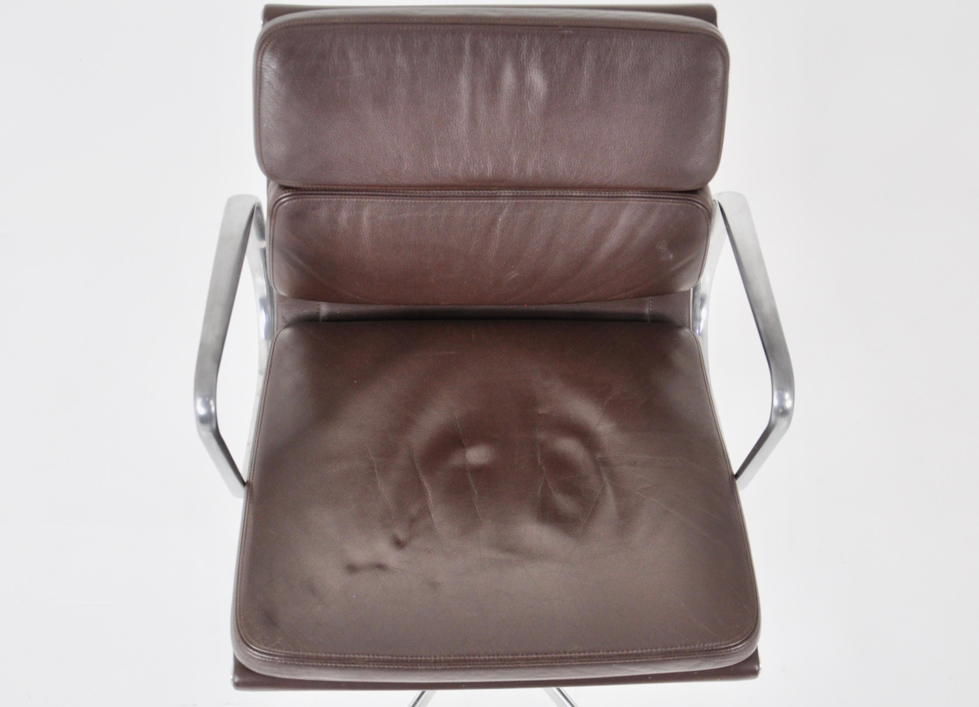Brown Leather Soft Pad Chair by Charles & Ray Eames for Vitra, 1980s 2