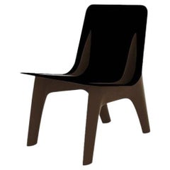 Brown Leather Steel J-Chair Lounge by Zieta