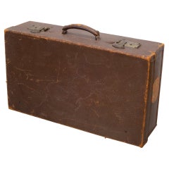 Brown Leather Suitcase with Brass Locks, c.1940