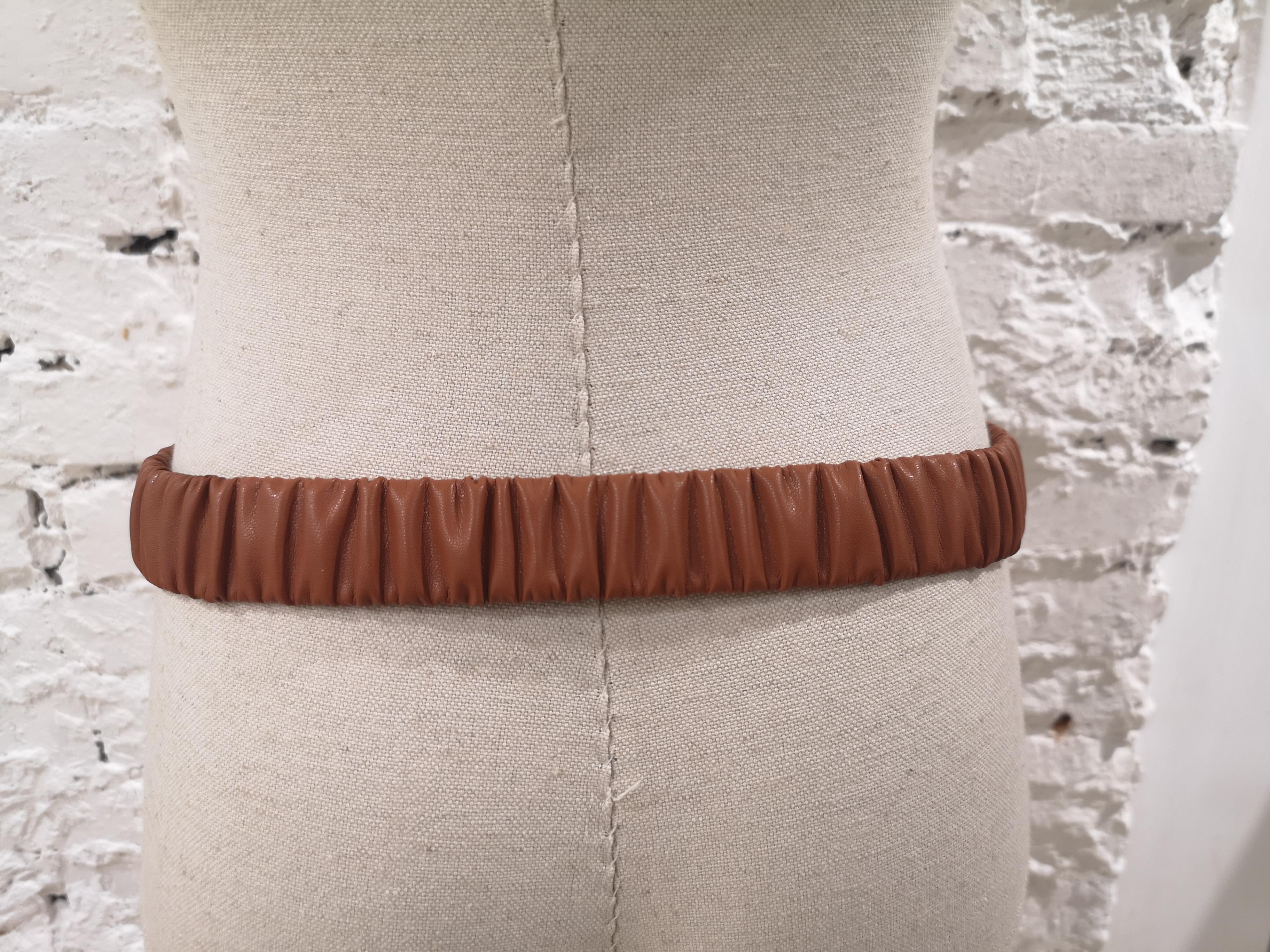 Brown leather swarovski hearts belt 3