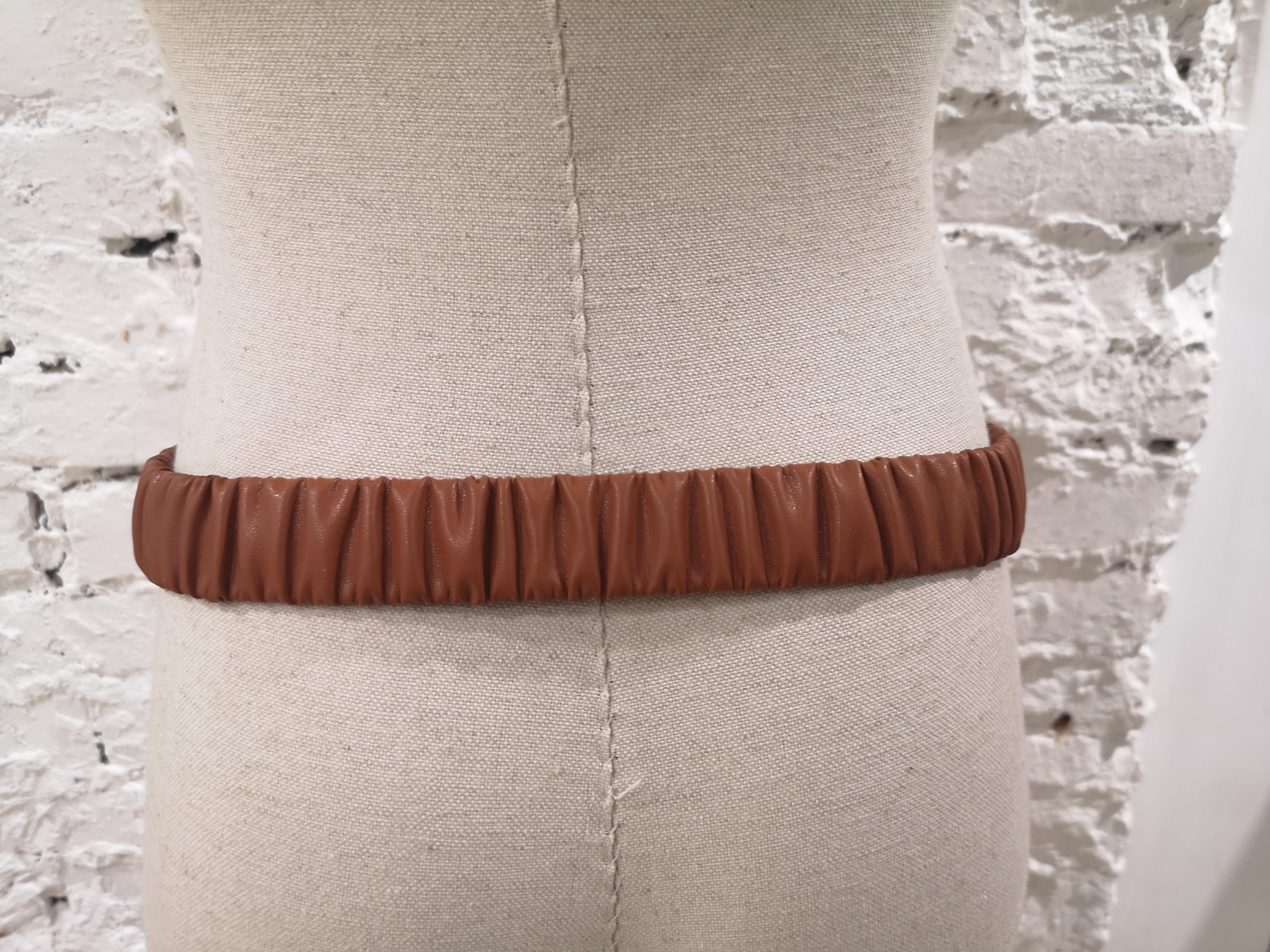 Brown leather swarovski hearts belt 4