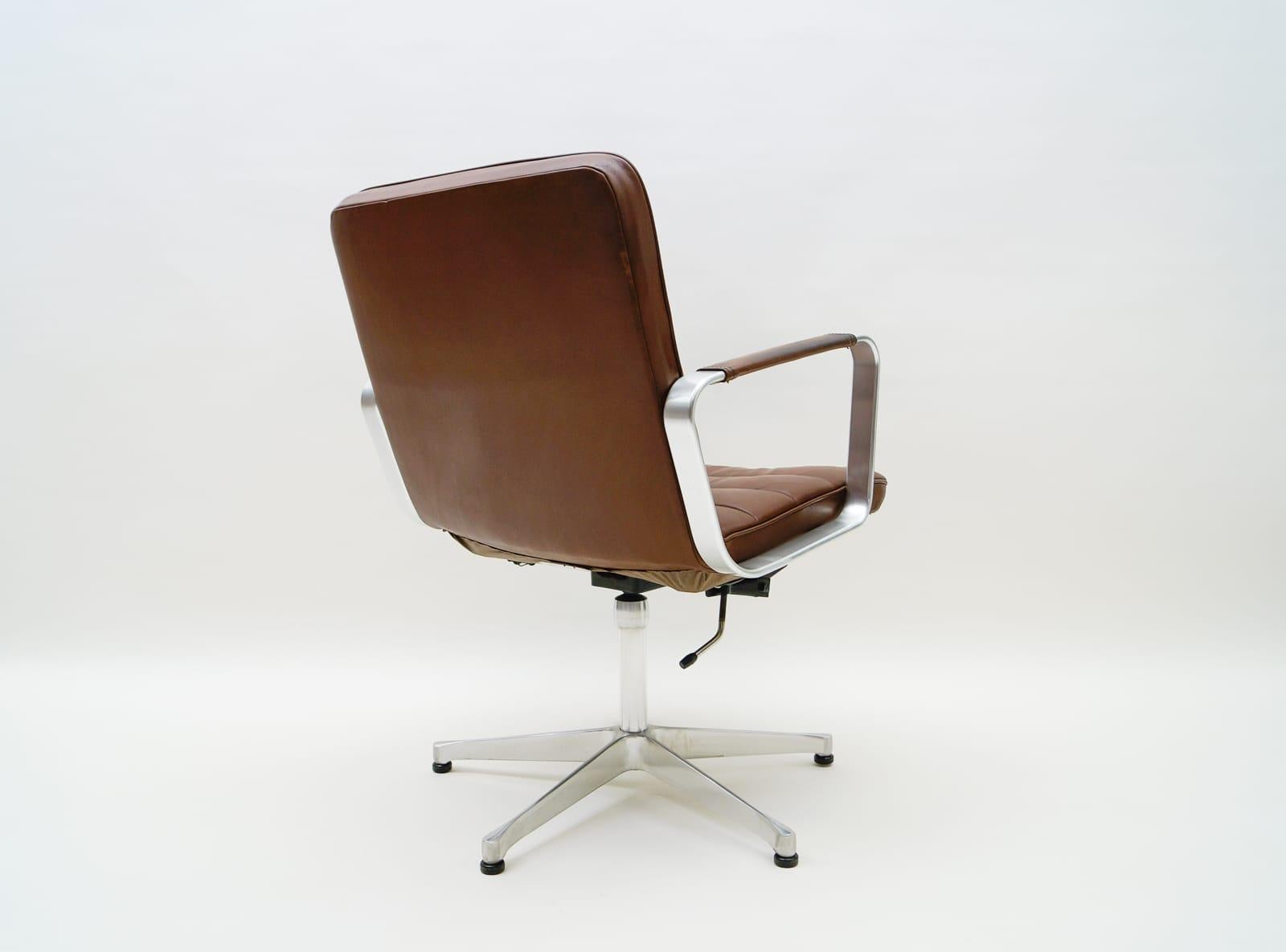 Brown Leather Swivel Chair by Karl-Erik Ekselius for AB J.O. Carlsson, 1960s 3