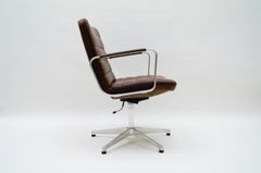 Brown Leather Swivel Chair by Karl-Erik Ekselius for AB J.O. Carlsson, 1960s