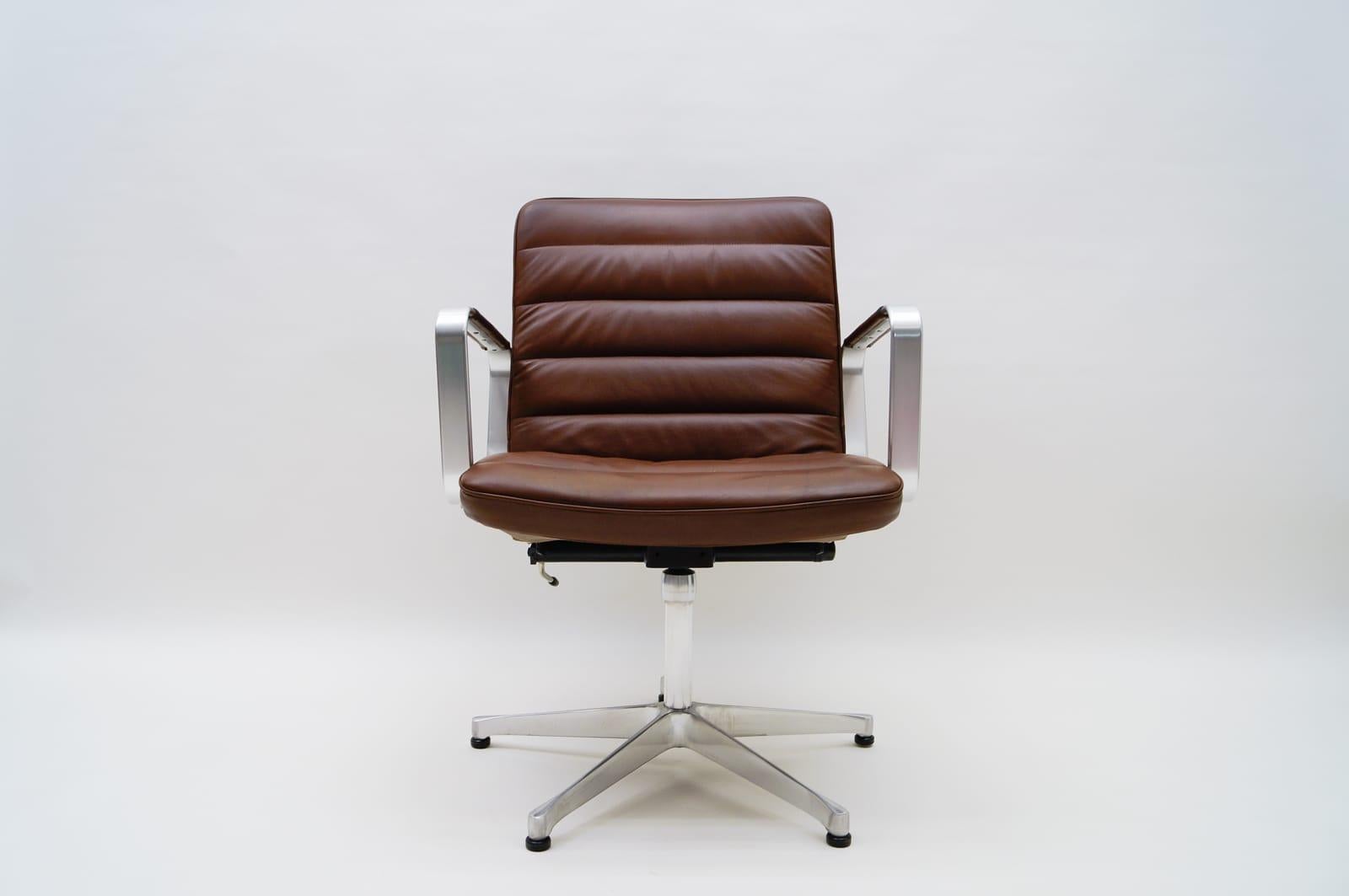Scandinavian Modern Brown Leather Swivel Chair by Karl-Erik Ekselius for AB J.O. Carlsson, 1960s