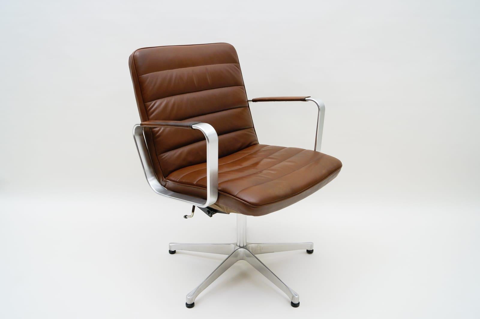 Swedish Brown Leather Swivel Chair by Karl-Erik Ekselius for AB J.O. Carlsson, 1960s