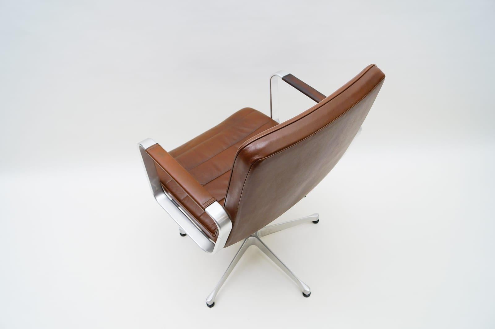 Brown Leather Swivel Chair by Karl-Erik Ekselius for AB J.O. Carlsson, 1960s 1