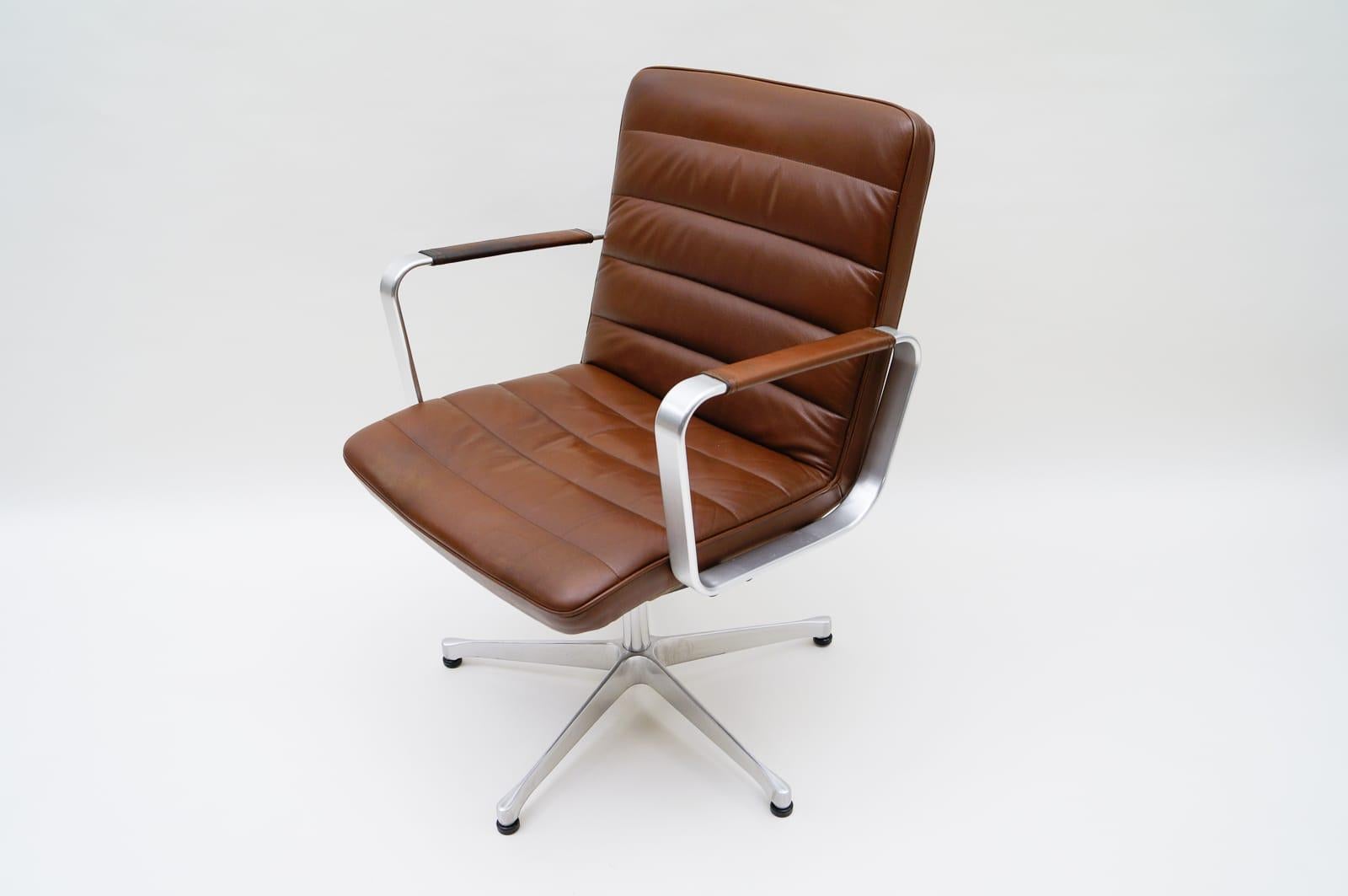 Brown Leather Swivel Chair by Karl-Erik Ekselius for AB J.O. Carlsson, 1960s 2