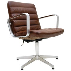 Brown Leather Swivel Chair by Karl-Erik Ekselius for AB J.O. Carlsson, 1960s