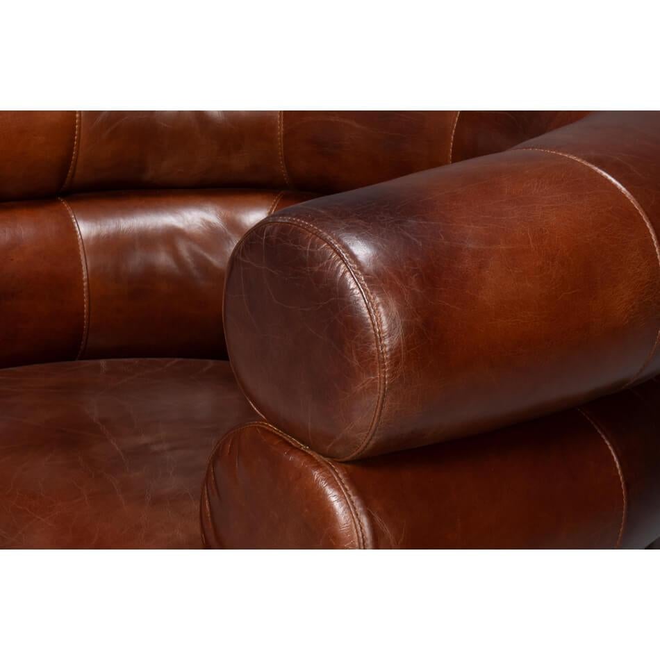 Brown Leather Swivel Chair For Sale 1