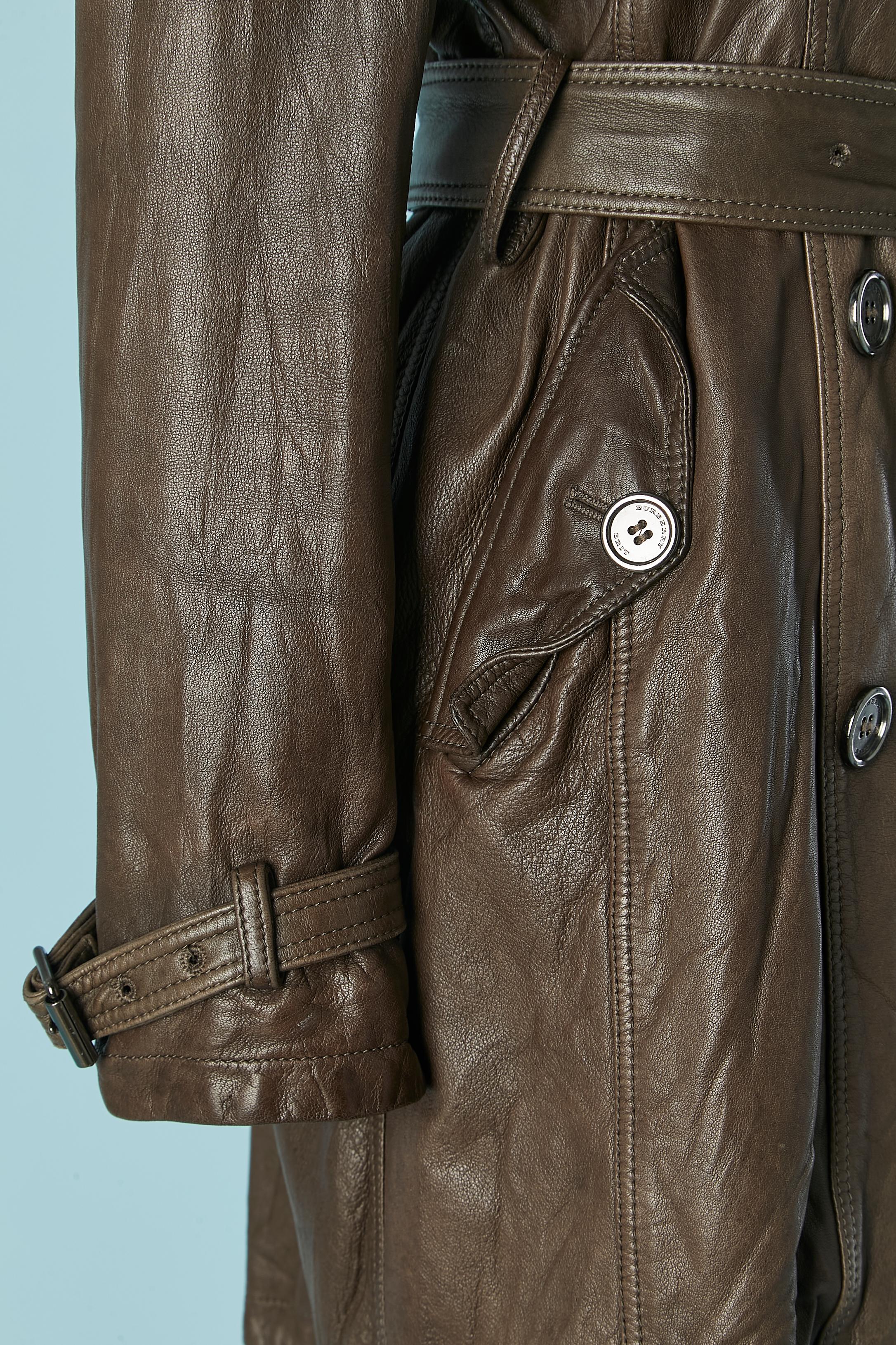Donna Trench in pelle marrone Burberry Brit in vendita