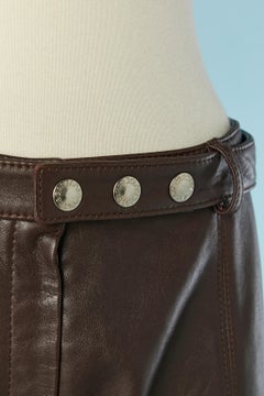 Brown leather trouser with leather belt Dolce & Gabbana