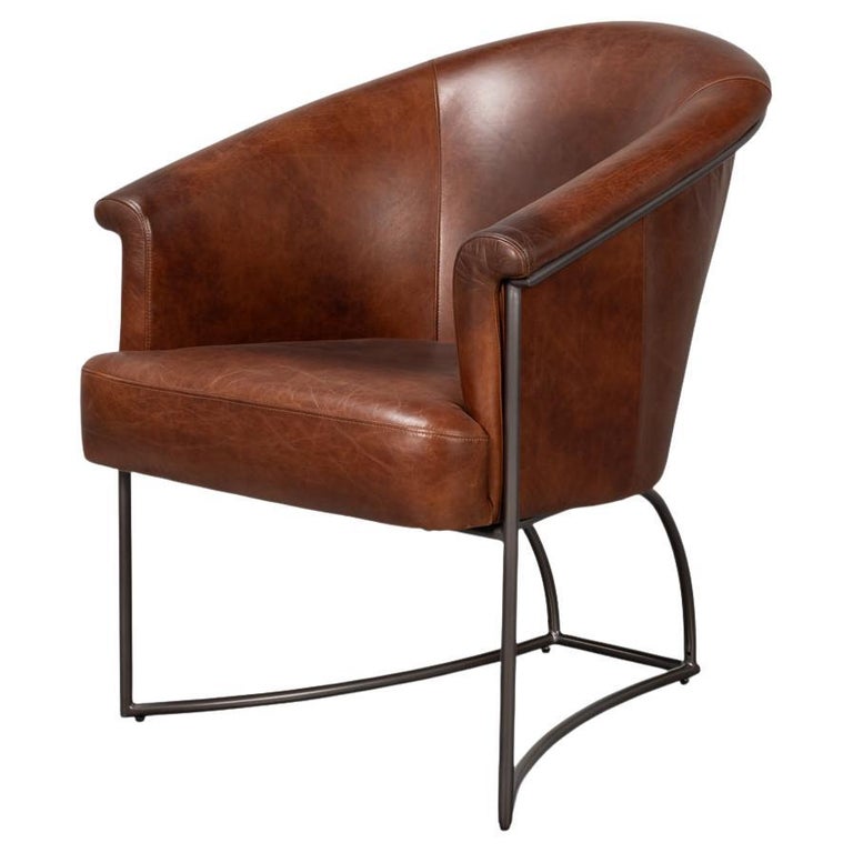 Brown Leather Tub Chair For Sale at 1stDibs